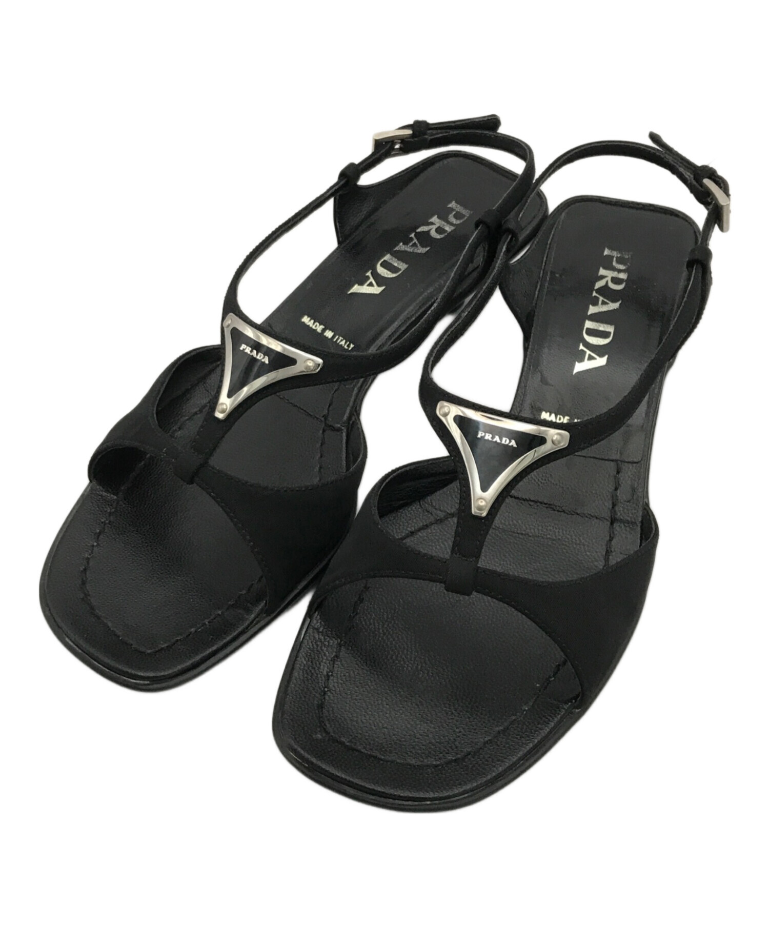 中古・古着通販】PRADA (プラダ) 三角ロゴサンダル ブラック サイズ:35