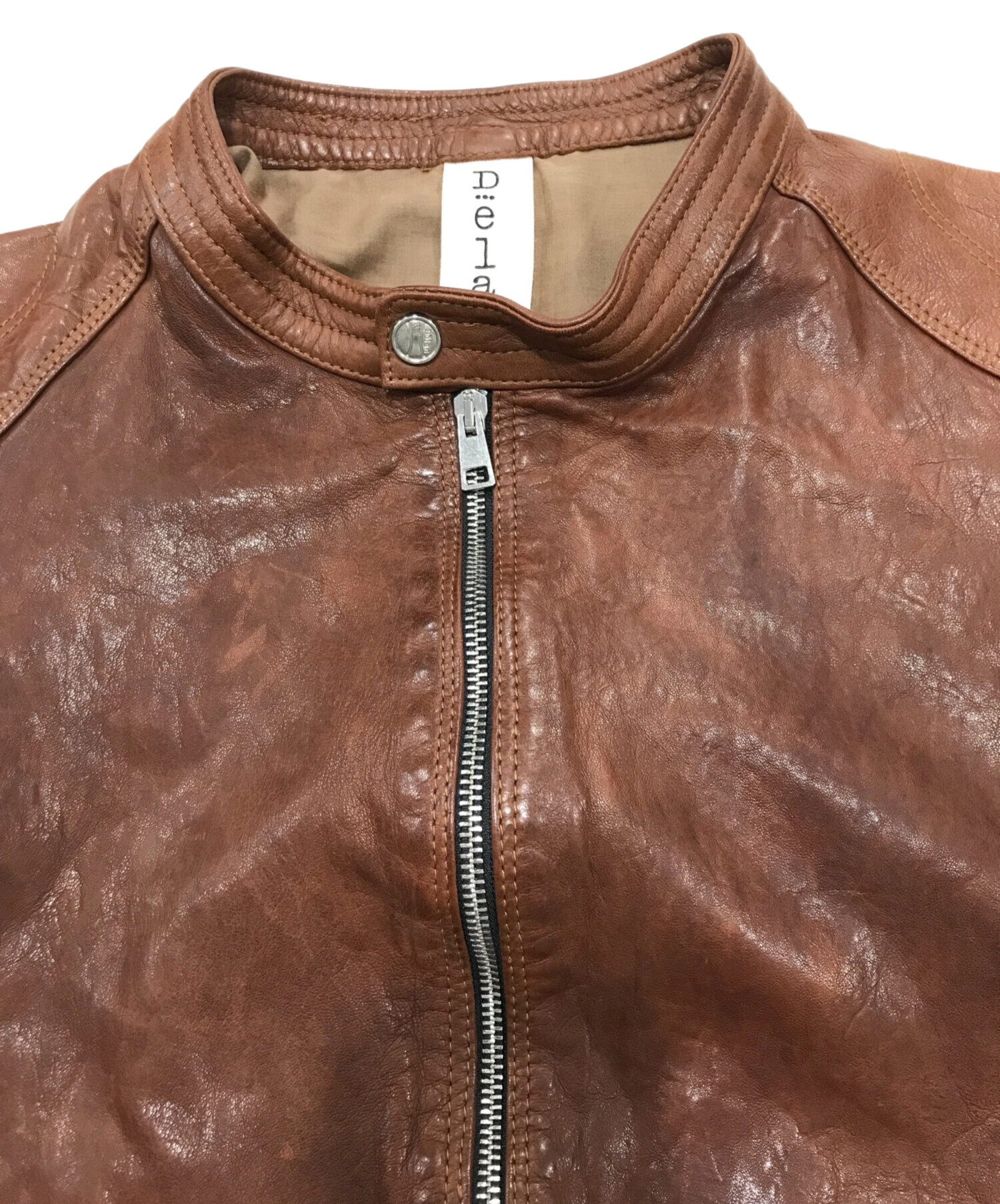 Delan デラン　レザージャケット　ライダース　ダークブラウン　ラムレザー 中古・古着通販】DELAN (デラン) シングルライダースジャケット