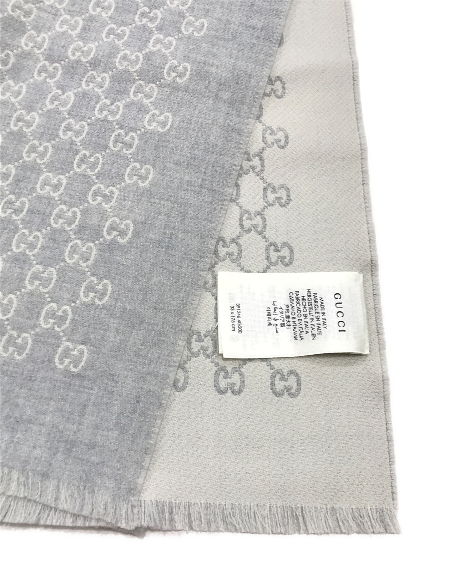 中古・古着通販】GUCCI (グッチ) GG ジャガードウールマフラー グレー