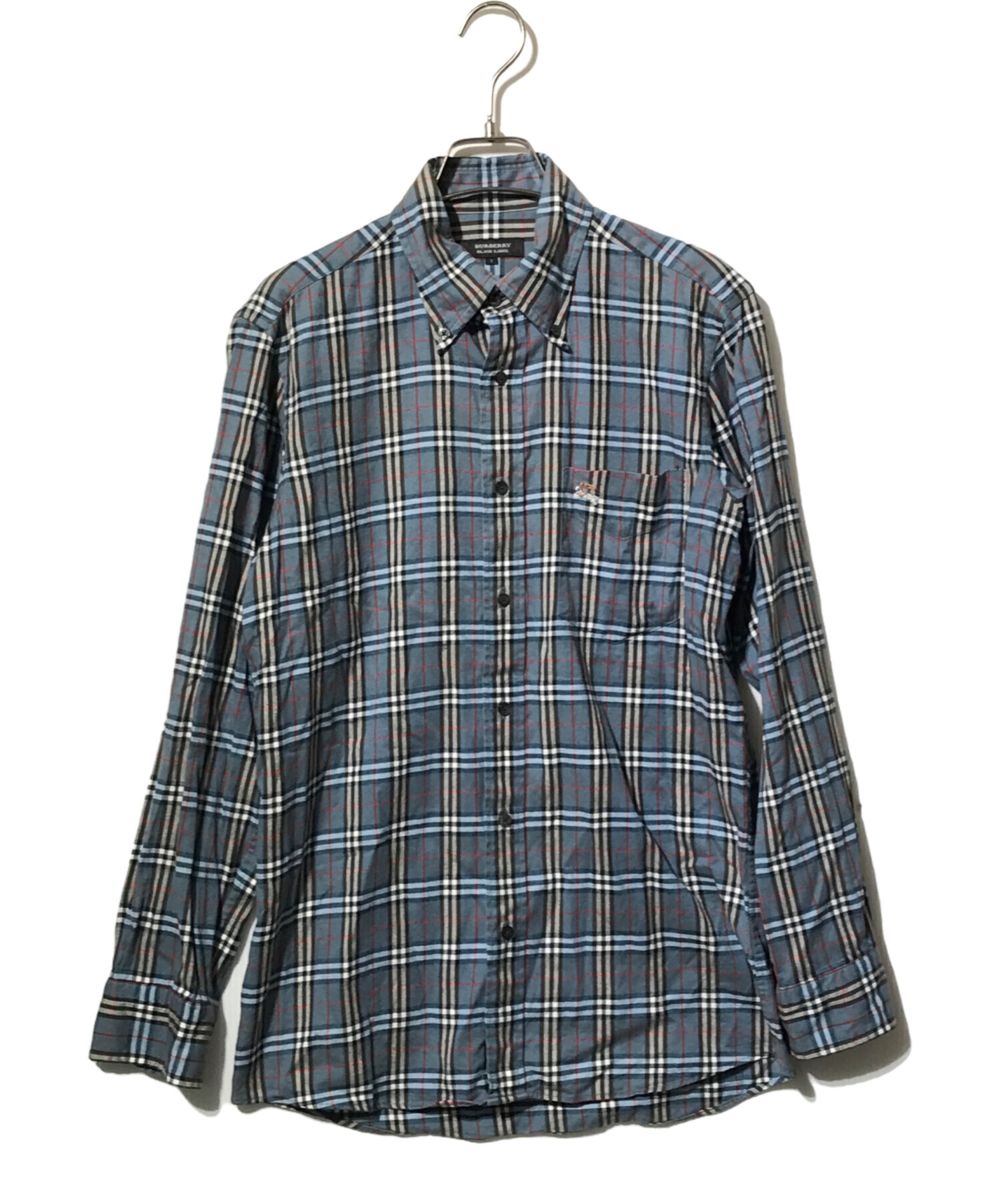 新品未使用品 BURBERRY ノバチェック シャツ 長袖 ホース刺繍 Mサイズ 中古・古着通販】BURBERRY BLACK LABEL (バーバリーブラックレーベル