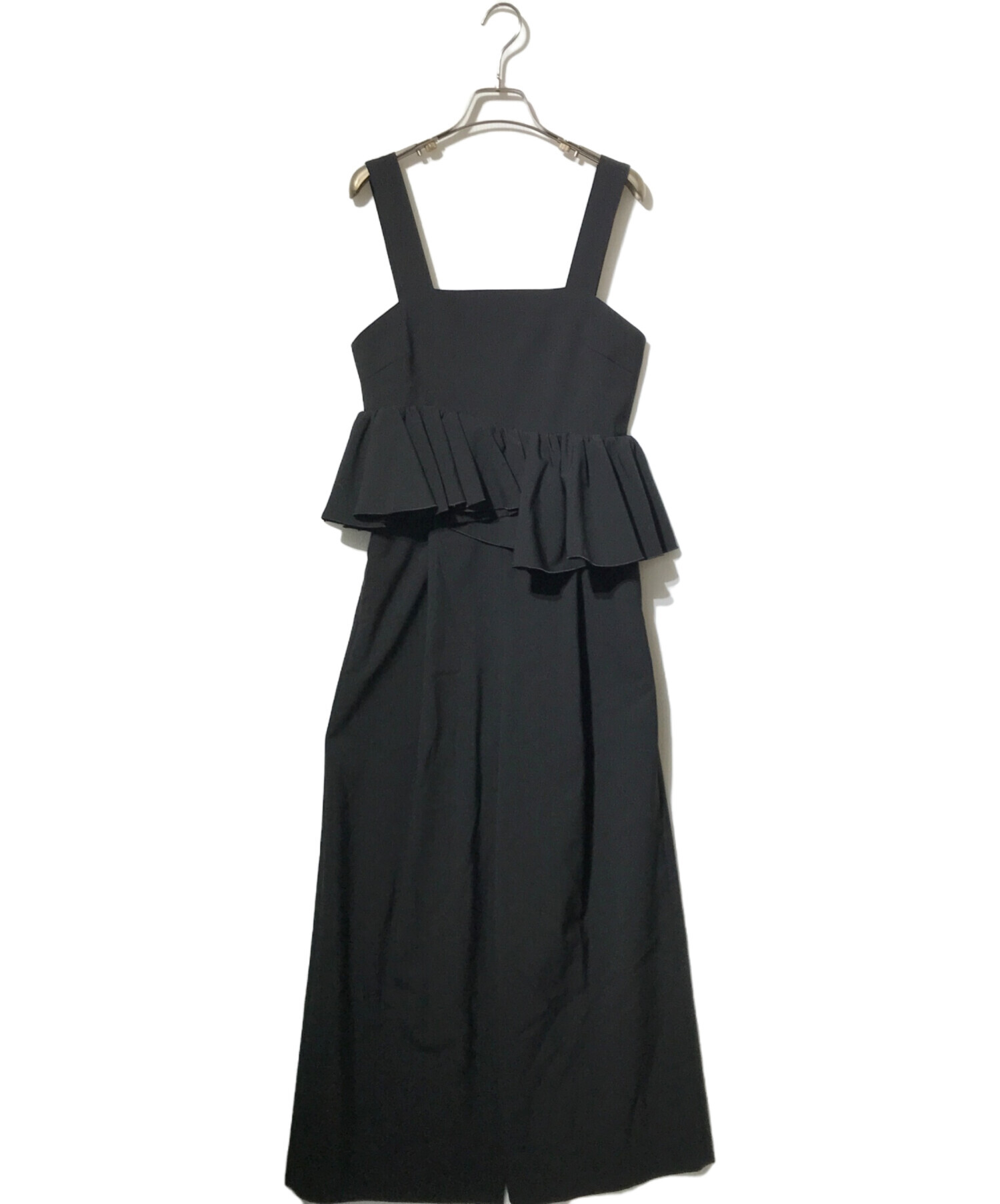 Cygne シーニュ　フリルオールインワン ブラック 中古・古着通販】cygne (シーニュ) フリルオールインワン ブラック
