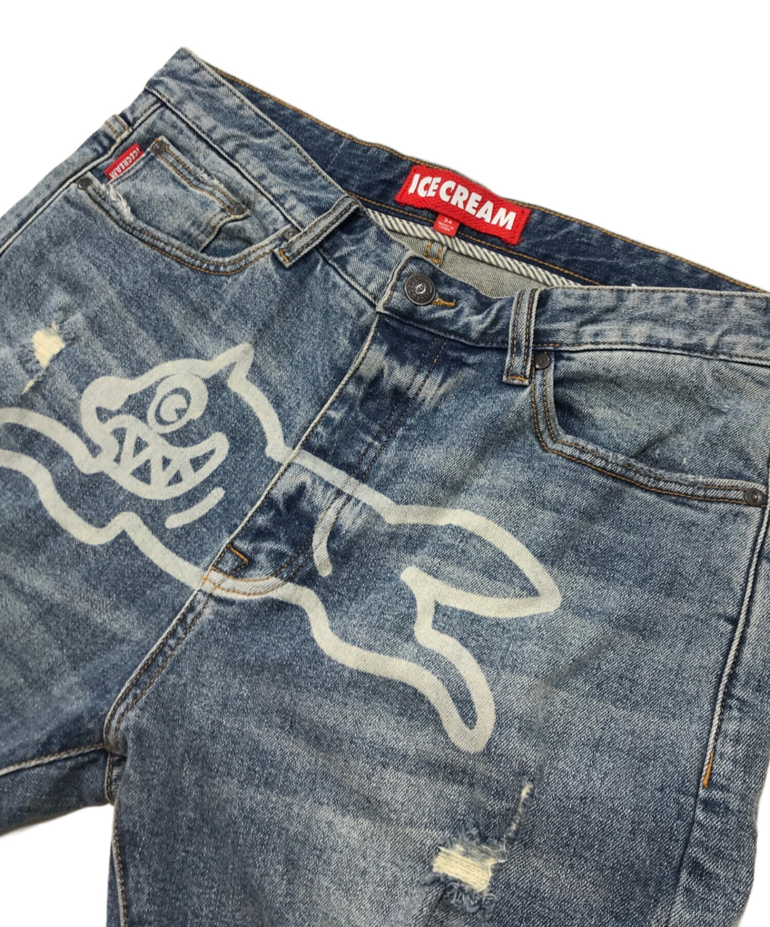 ICECREAM アイスクリーム ランニングドッグ ダメージ ジーンズ 刺繍 中古・古着通販】ICE CREAM (アイスクリーム) Running Dog Jeans
