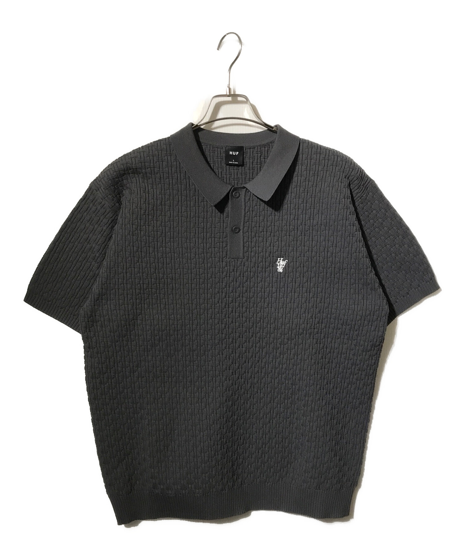 中古・古着通販】HUF (ハフ) ジャガードロゴポロシャツ グレー サイズ
