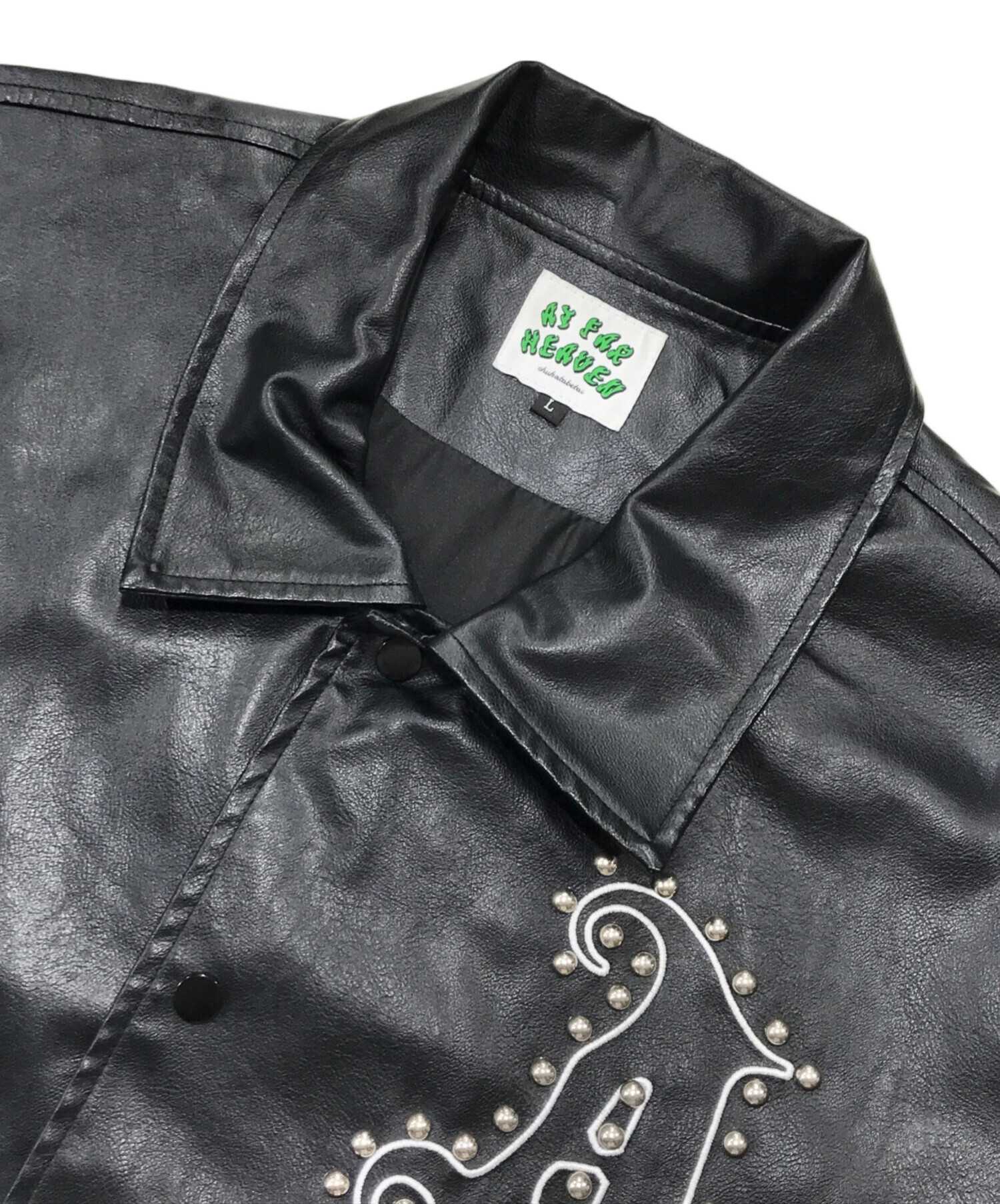 【XL】レザー ブラックジャケット AT FAR HEAVEN チュウカタベタイ 中古・古着通販】AT FAR HEAVEN (チュウカタベタイ) フェイクレザー