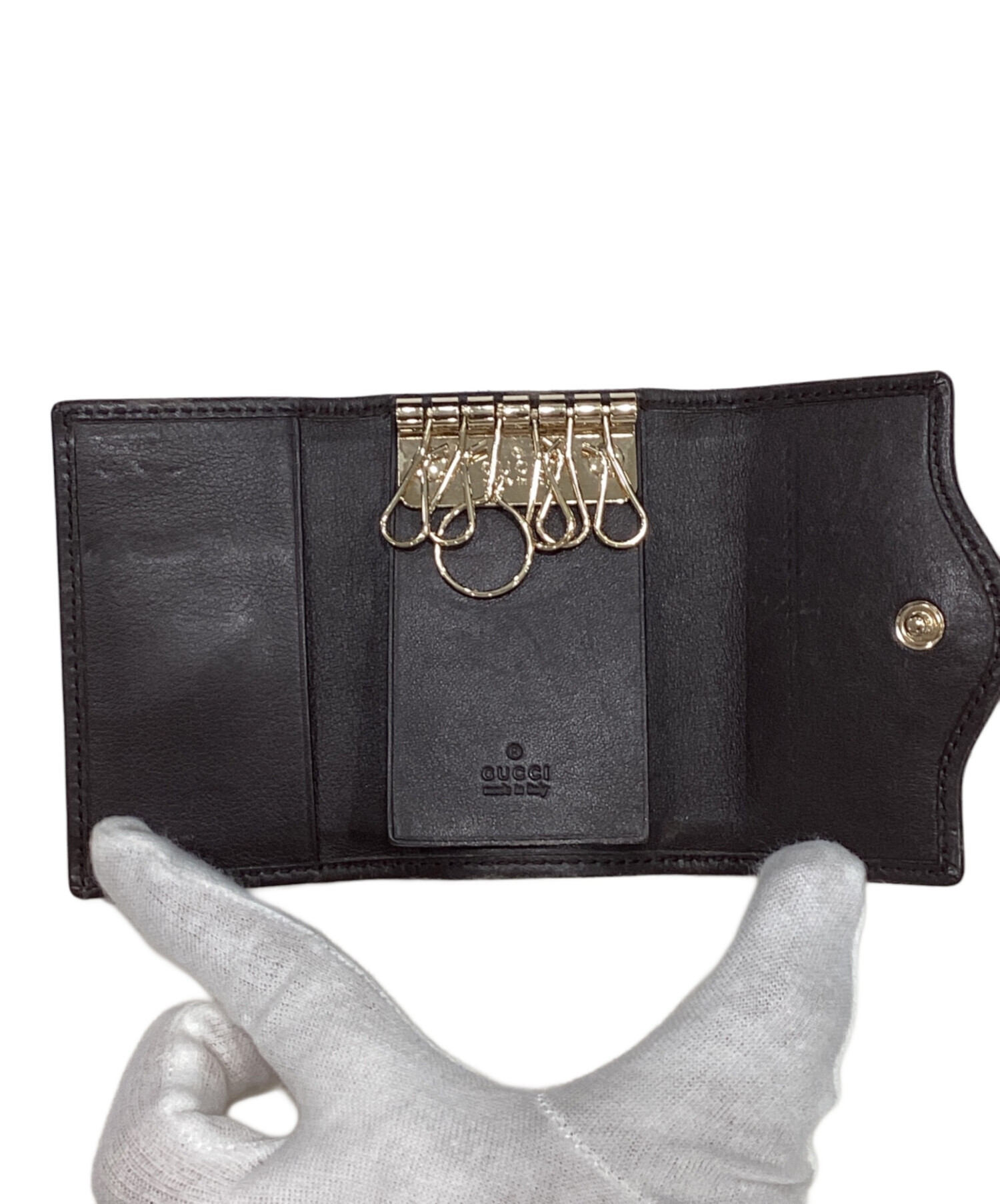 GUCCI グッチ 6連 キーケース インターロッキングG コンパクト　レザー 中古・古着通販】GUCCI (グッチ) インターロッキング6連キーケース