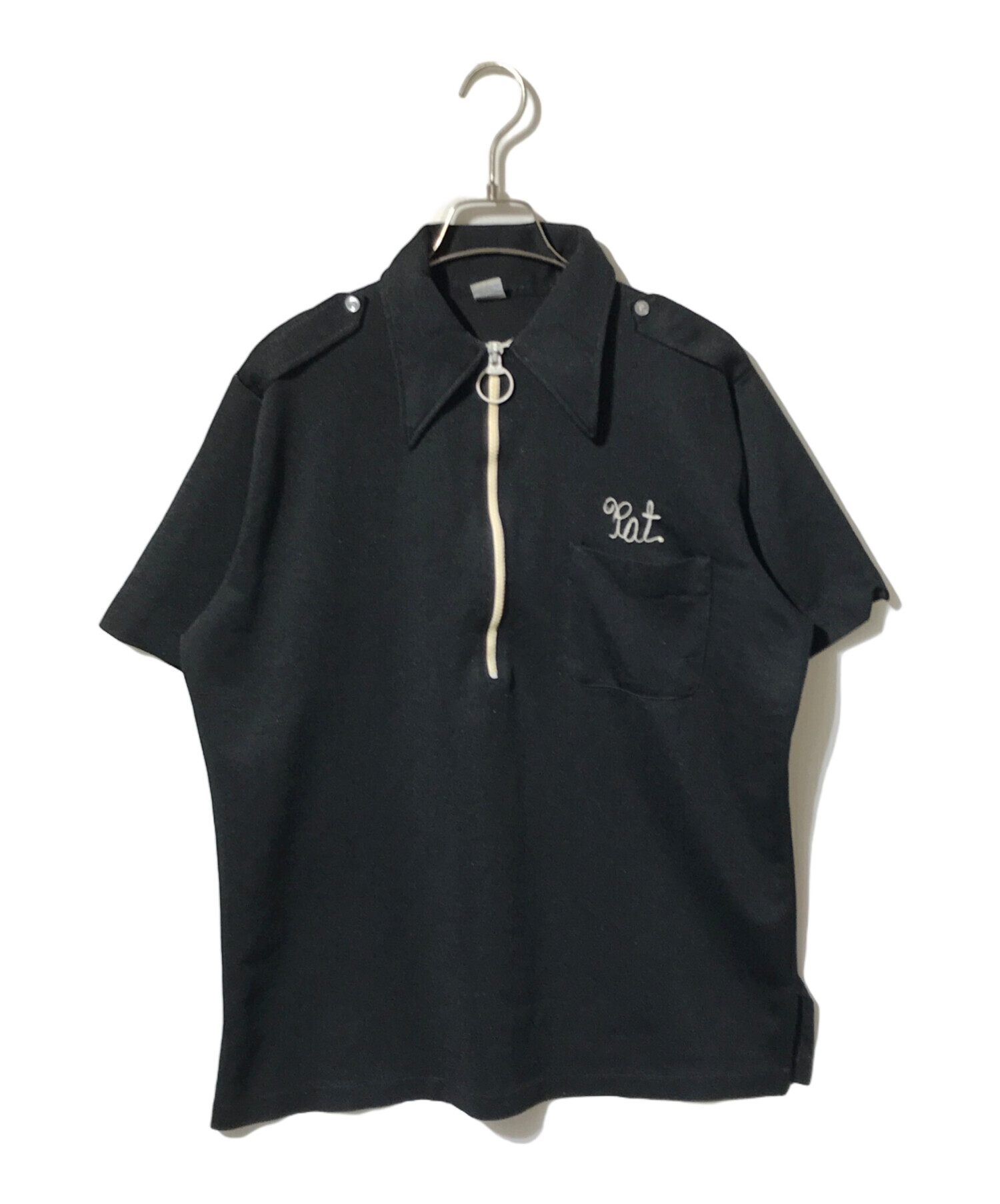 Hilton ヒルトン ボウリングシャツ 黒 Lサイズ 中古・古着通販】Hilton (ヒルトン) ボウリングシャツジップシャツ