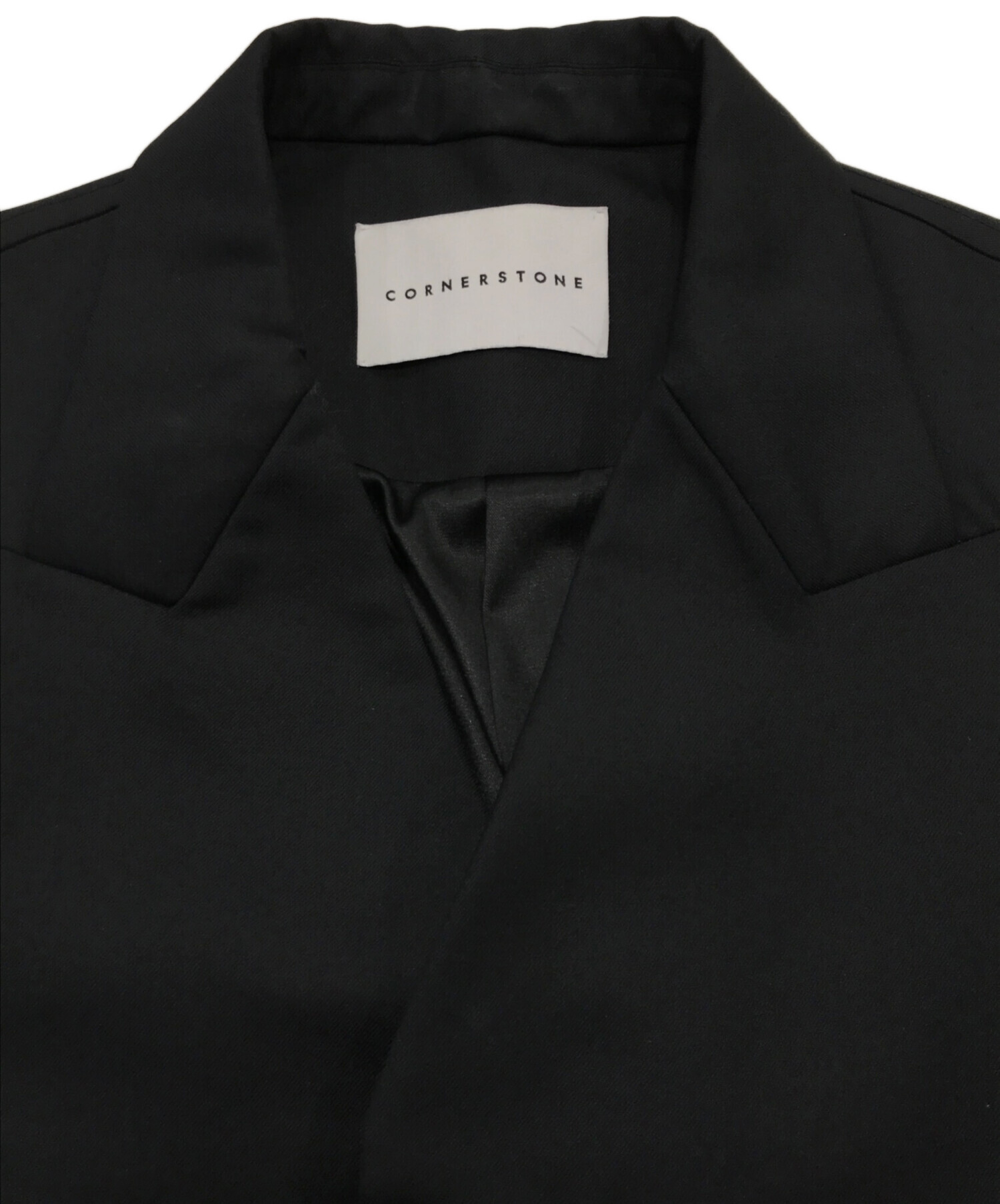 STONE  25AW 白タグ ジャケット L ブラック 中古・古着通販】CORNERSTONE (コーナーストーン) デザインノーカラー