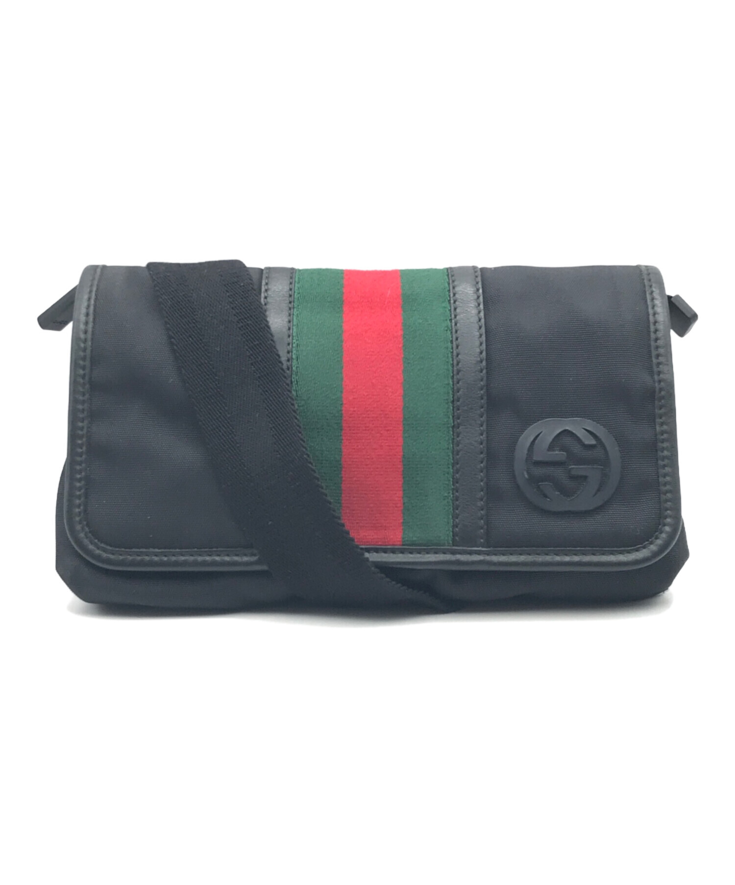 GUCCI　グッチ　シェリーライン　ウエストバッグ　黒　レザー 中古・古着通販】GUCCI (グッチ) シェリーラインウエストバッグ