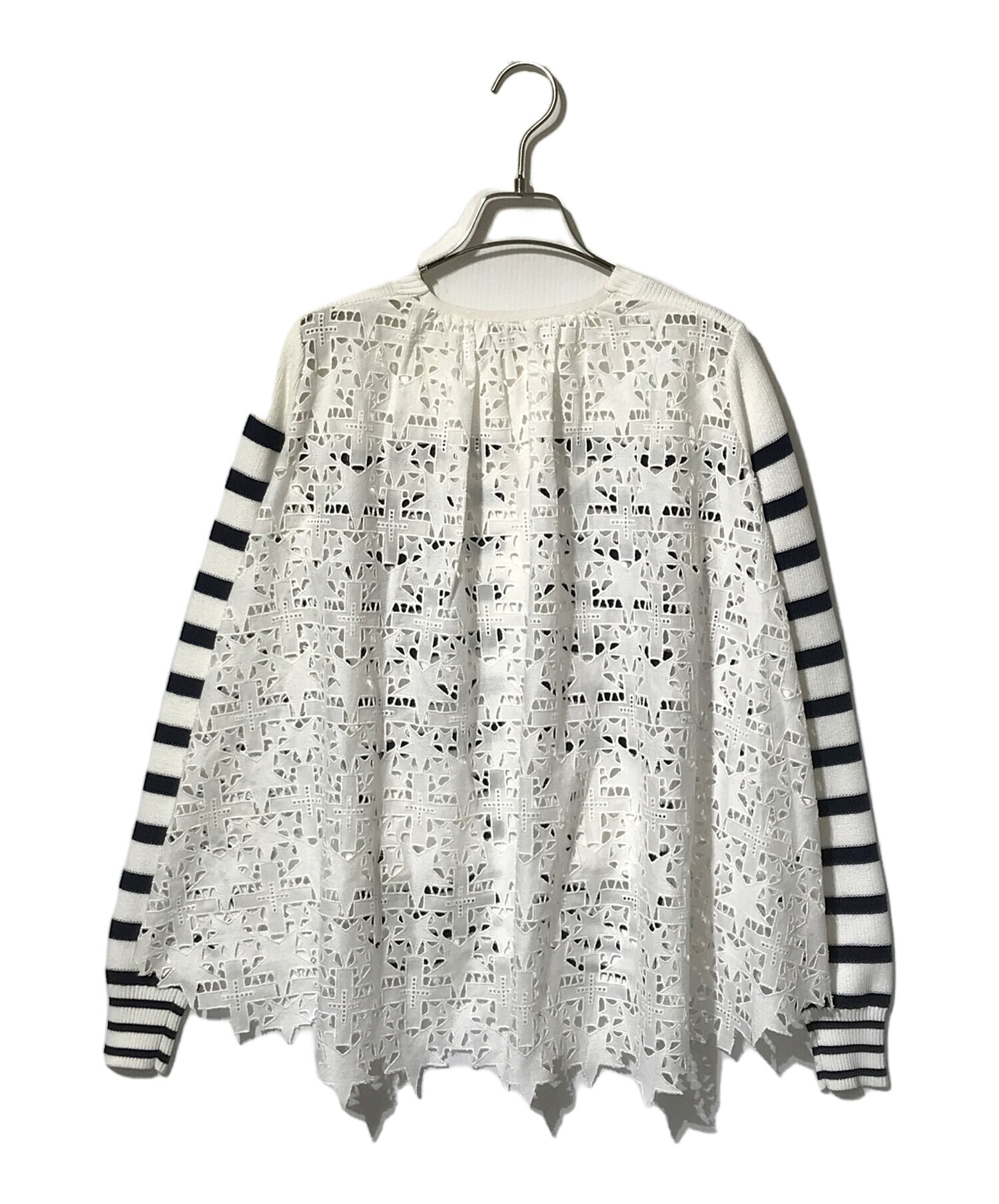【値下げ】sacai チュールレース　ドッキングニット　カーディガン　S 中古・古着通販】sacai (サカイ) スターレースニットカーディガン