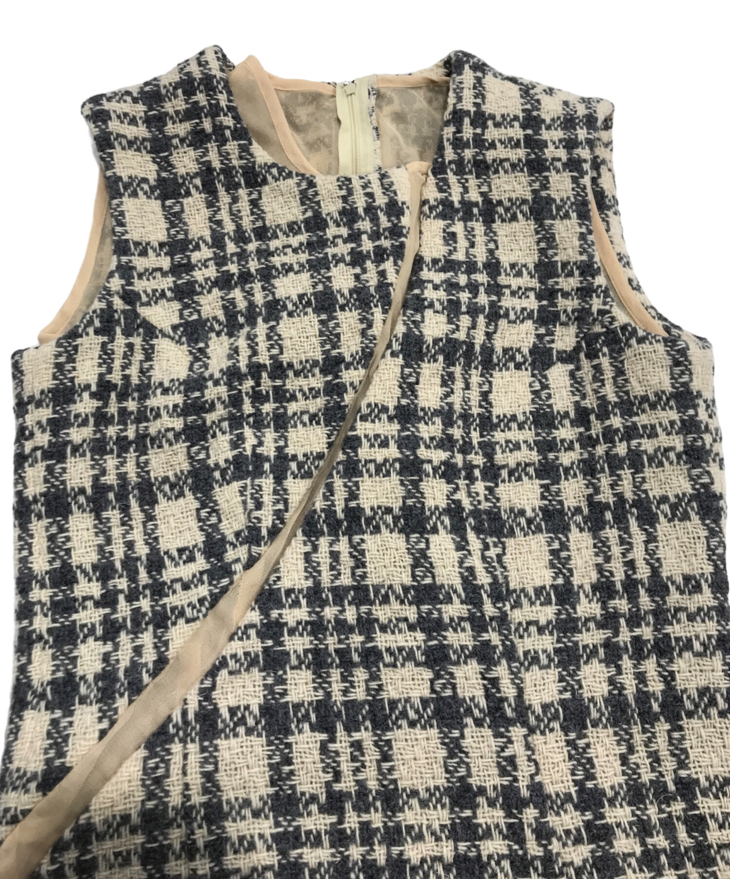 ナ*«様 COMME des GARÇONS チェック柄ノースリーブワンピース 中古・古着通販】COMME des GARCONS (コムデギャルソン) ウール
