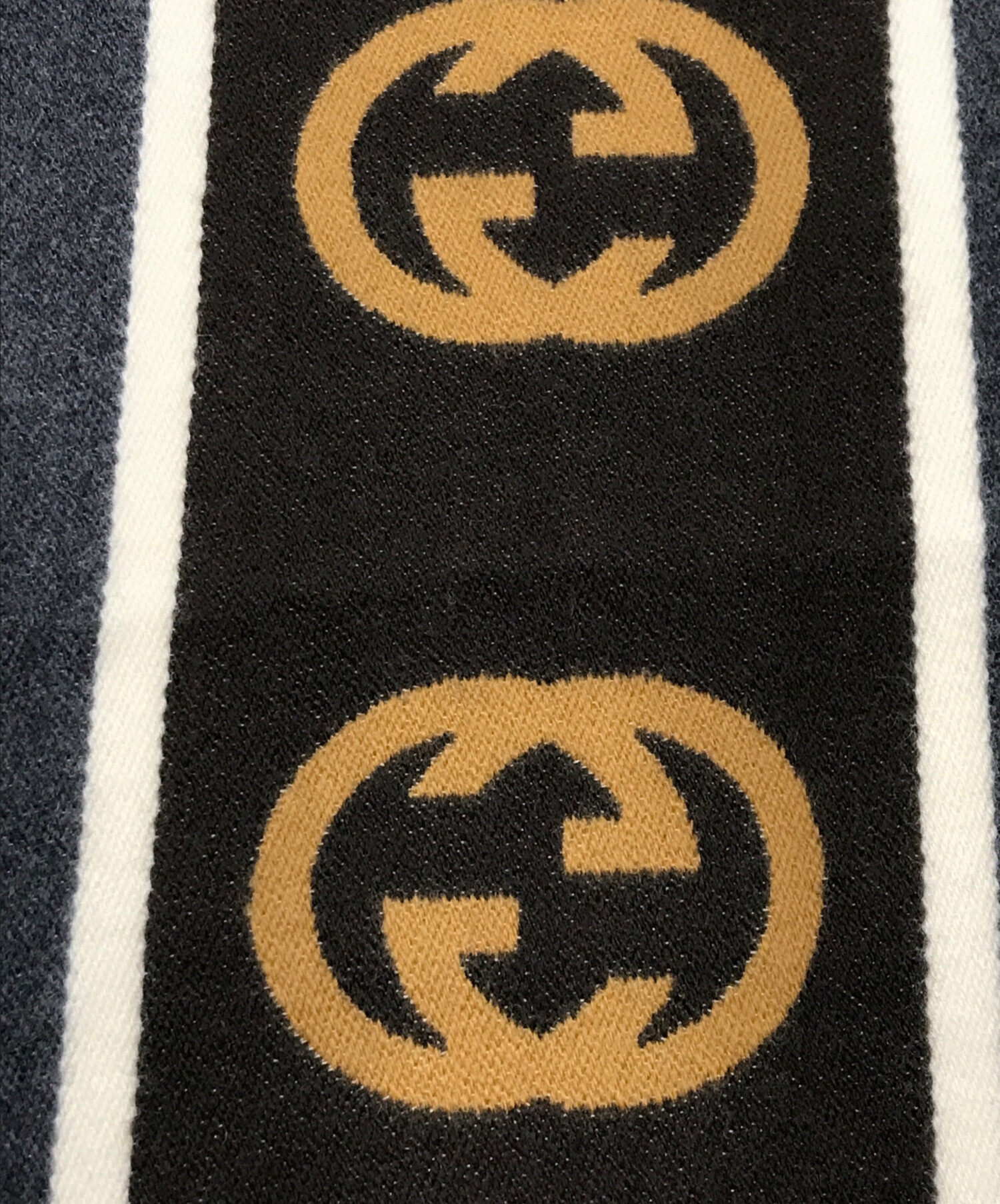 中古・古着通販】GUCCI (グッチ) インターロッキングGフリンジマフラー