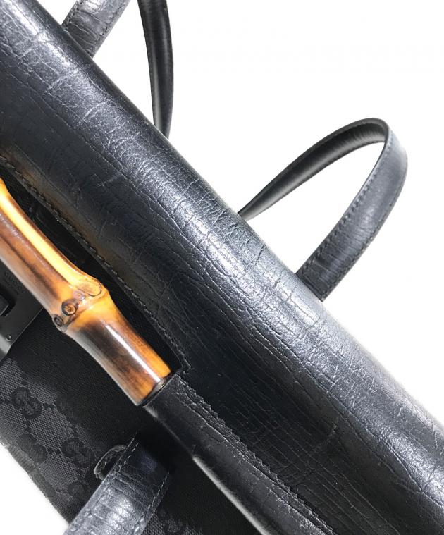 中古・古着通販】GUCCI (グッチ) バンブーハンドバッグ ブラック