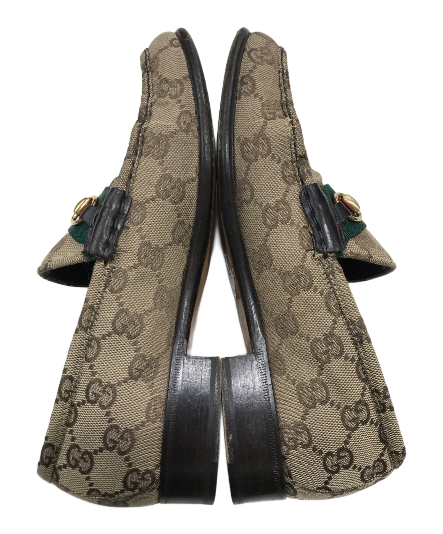 【美品】GUCCI GG柄 キャンバス ローファー ブラウン 中古・古着通販】GUCCI (グッチ) GGキャンバスビットローファー