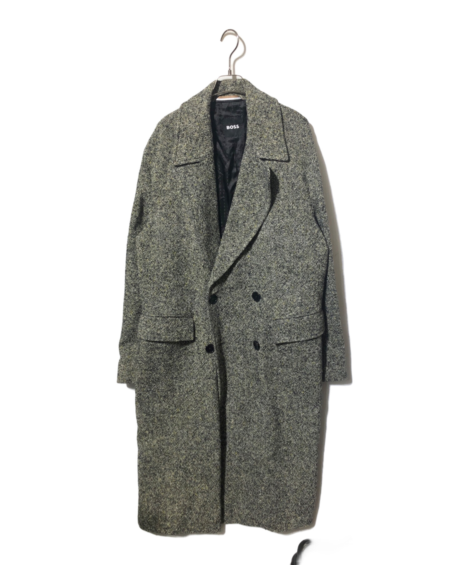 BOSS チェスターコート ダークグレー サイズ48 中古・古着通販】BOSS (ボス) ツイードチェスターコート/ロングコート