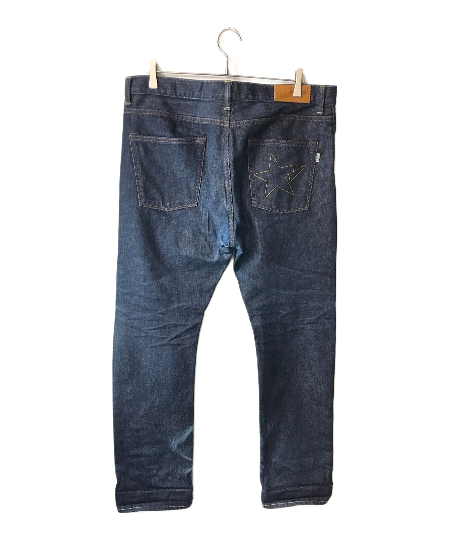 未使用 A BATHING APE ロゴ刺繍 デニムパンツ 濃紺 未使用 A BATHING APE ロゴ刺繍 デニムパンツ 濃紺 中古・古着通販】A