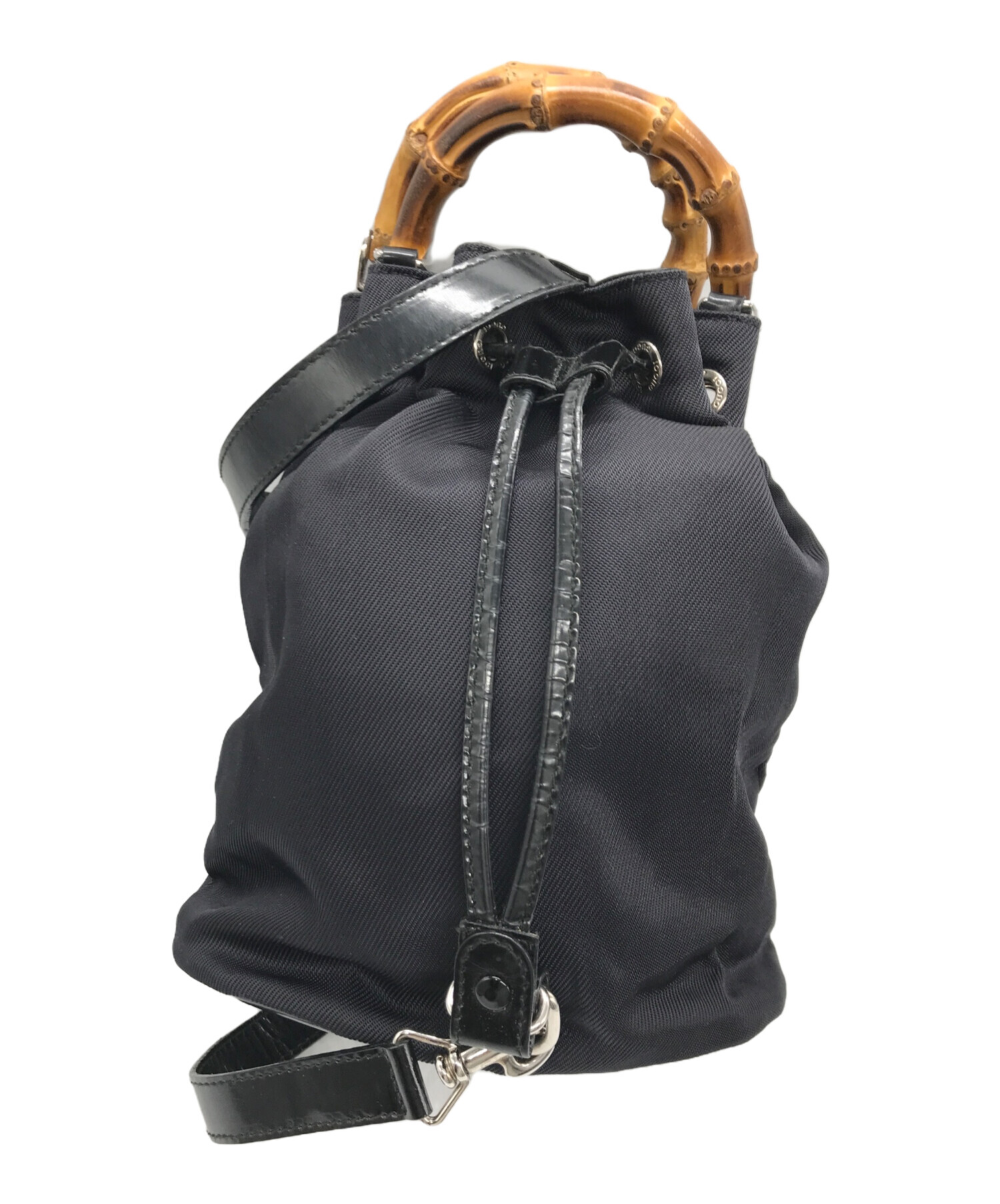 中古・古着通販】GUCCI (グッチ) バンブーハンドル巾着2wayバッグ 
