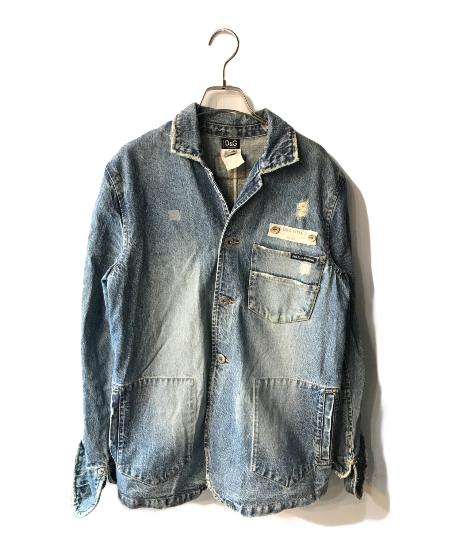 中古・古着通販】D&G (ディーアンドジー) ダメージデニムジャケット 
