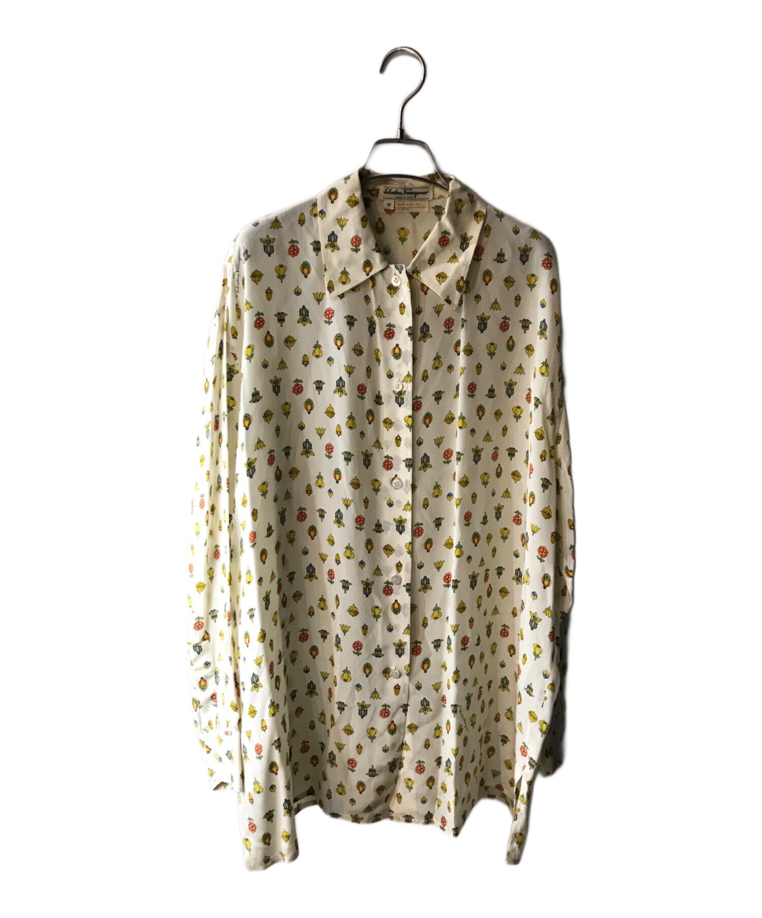 美品♡現行 サルヴァトーレフェラガモ シルク ブラウス フラワープリント 42 フェラガモ シルクブラウス 美品♡現行 サルヴァトーレフェラガモ
