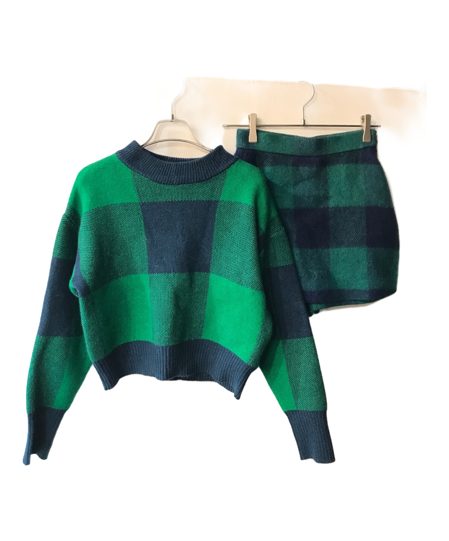 中古・古着通販】shellier (シェリエ) ブロックチェックセットアップ