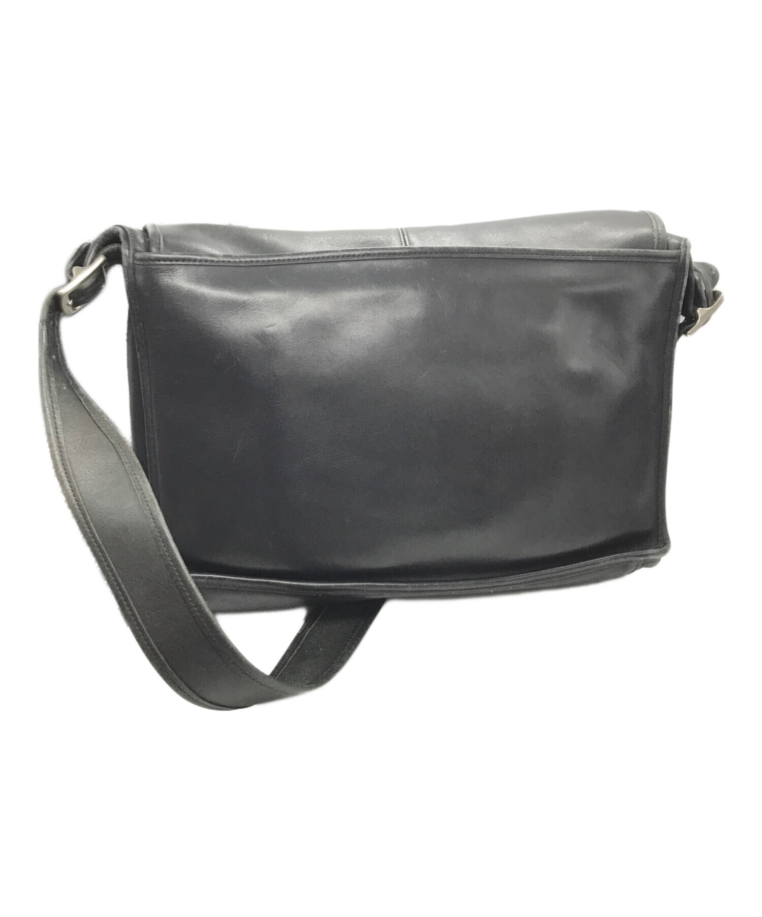 中古・古着通販】COACH (コーチ) レザーショルダーバッグ ブラック 