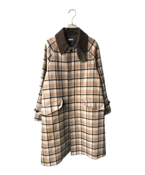 ステンカラーコート グレー チェック 38 ジャーナルスタンダードレリューム relume】SUPER100ステンカラーチェックコートグレー 38 特別