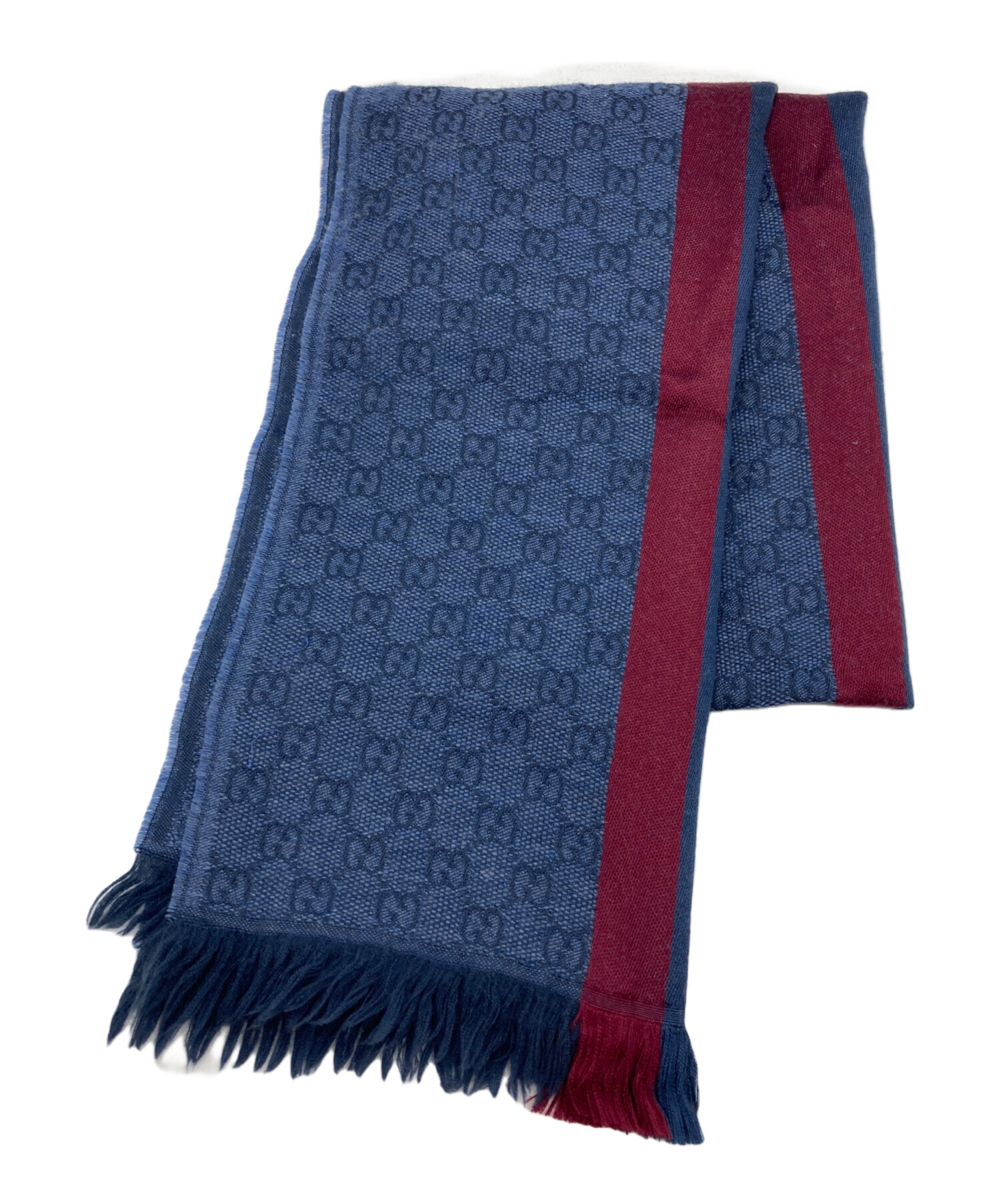 GUCCI ネイビー ストール ウールシルク混 GUCCI ネイビー ストール ウールシルク混