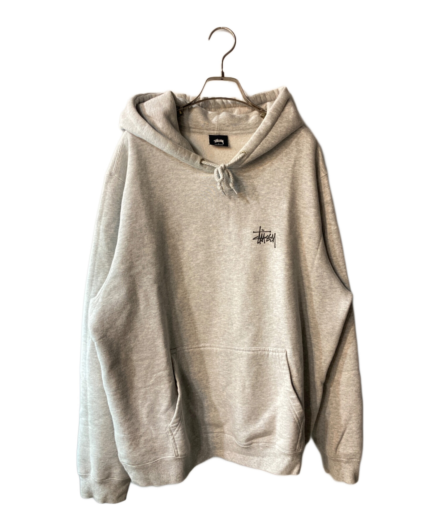 STUSSY プルオーバーパーカー グレーMサイズ 中古・古着通販】stussy (ステューシー) プルオーバーパーカー グレー