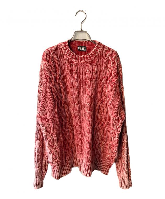 美品 DIESEL ディーゼル ローゲージ ケーブルニット 赤 クルーネック DIESEL ディーゼル ローゲージ ケーブルニット ヴィンテージ 赤
