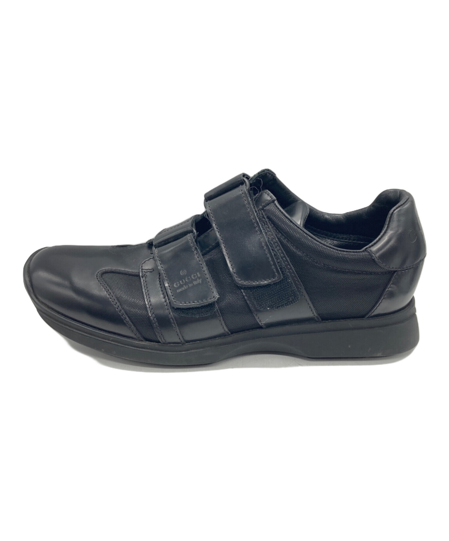 中古・古着通販】GUCCI (グッチ) ベルクロスニーカー ブラック サイズ