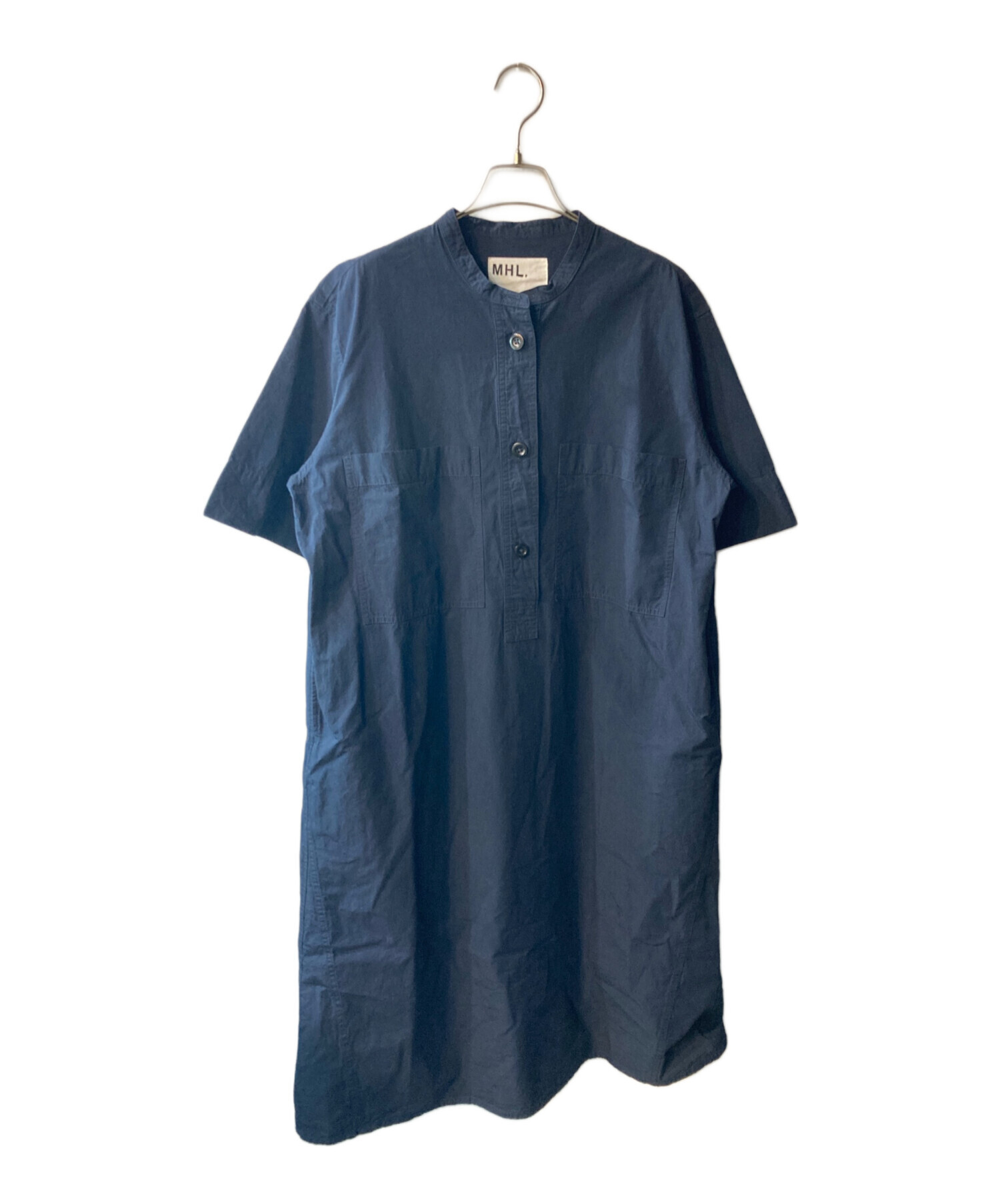 【新品タグ付き♡定価3.8万】MHL コットンウールツイルバンドカラーワンピース MHL.バンドカラーワンピース 新品タグ付き♡定価3.8万】MHL コットン
