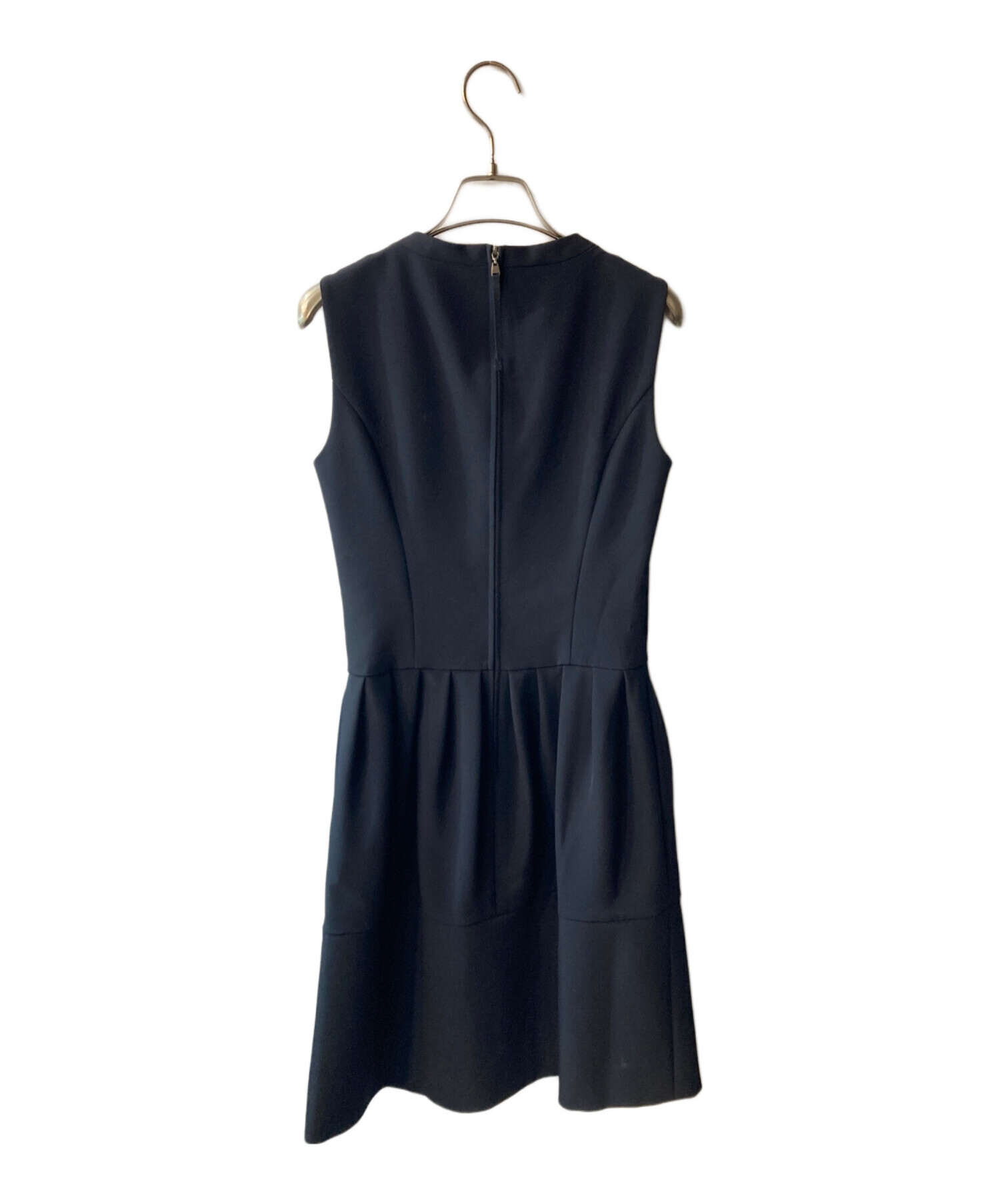 ☆フォクシーニューヨークワンピースダークネイビー系38☆ フォクシーニューヨーク ノースリーブワンピース 38 ネイビー 中古