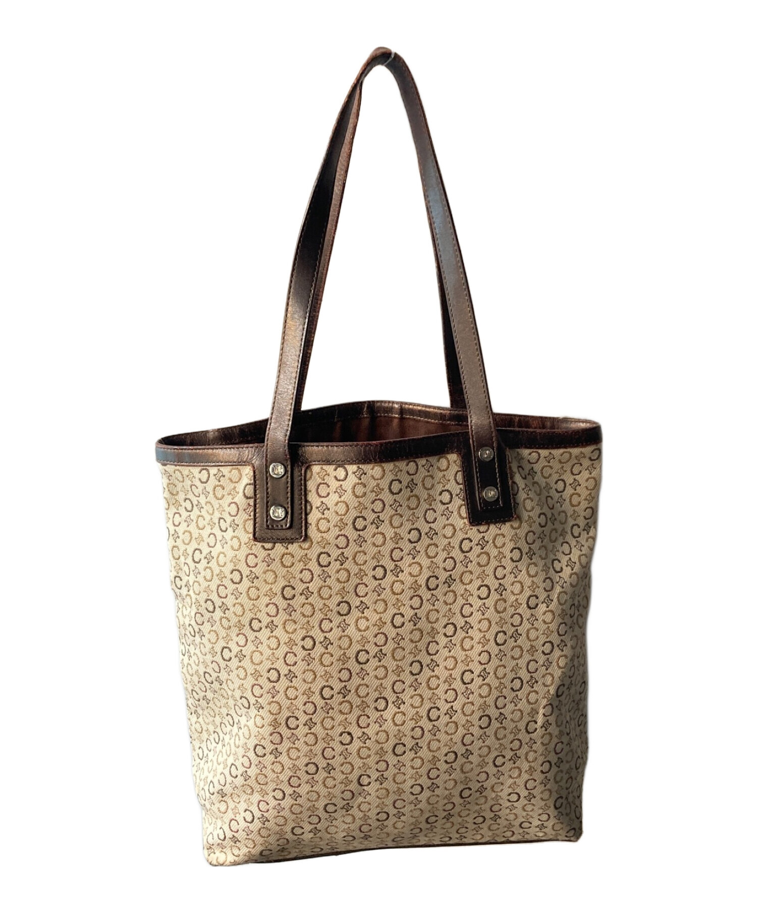 【良品】セリーヌ☆トートバッグ Cマカダム キャンバス レザー ブラウン 大容量 良品】セリーヌ☆トートバッグ Cマカダム キャンバス レザー ブラウン