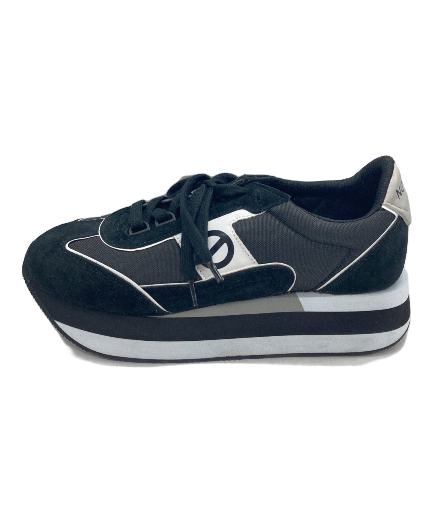 ノーネーム NONAME 靴 スニーカー 39 ナイロン×レザー 黒 レディース ヒールスニーカー