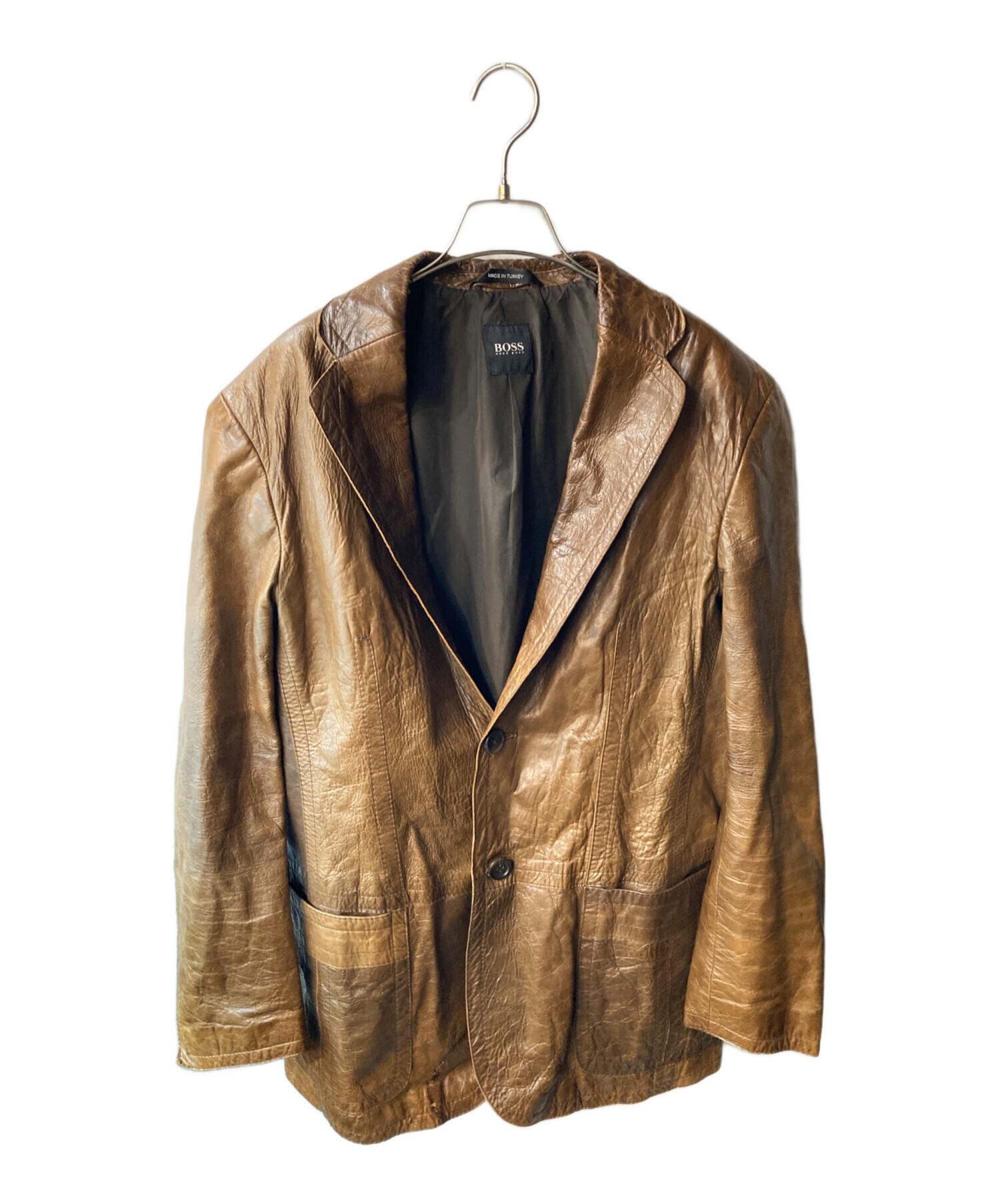 ヒューゴボス レザージャケット 羊革 ブラウン 光沢 48 ヒューゴボス レザージャケット 羊革 ブラウン 光沢 48 - メルカリ