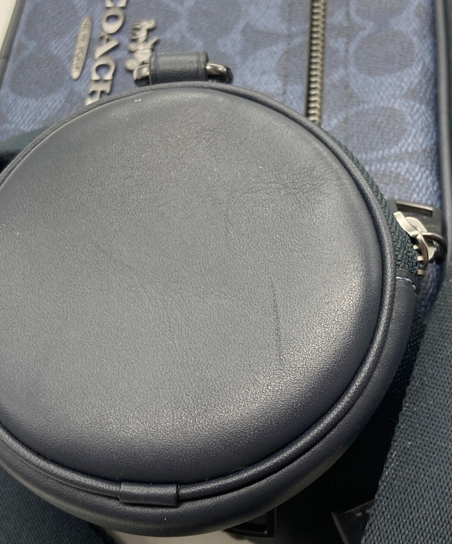 中古・古着通販】COACH (コーチ) エリアス ベルト バッグ ネイビー