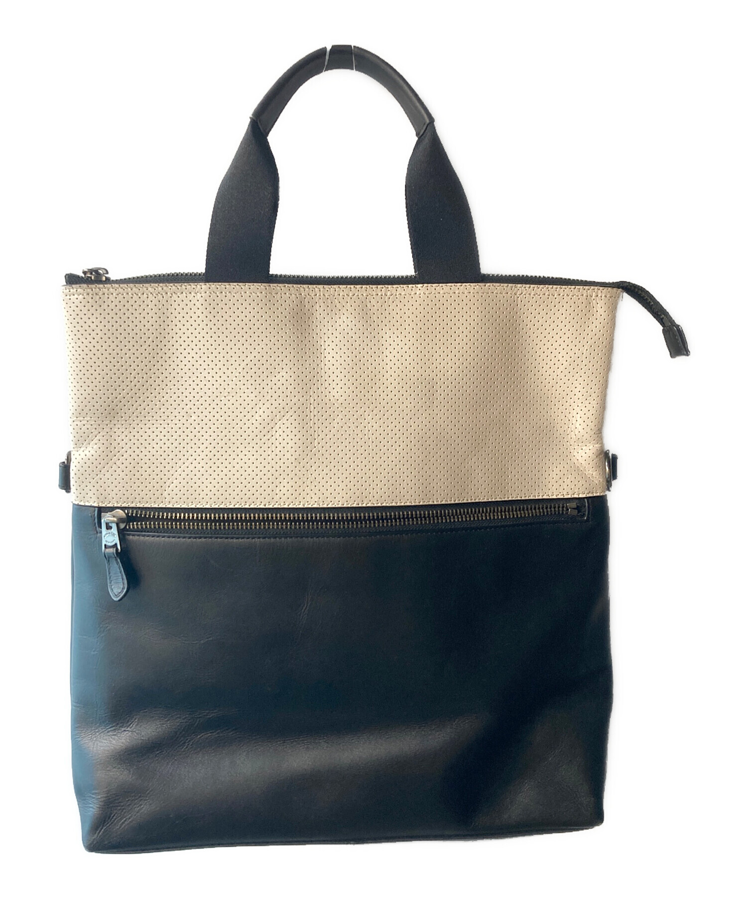 中古・古着通販】COACH (コーチ) ハンドバッグ ブラック×ホワイト 