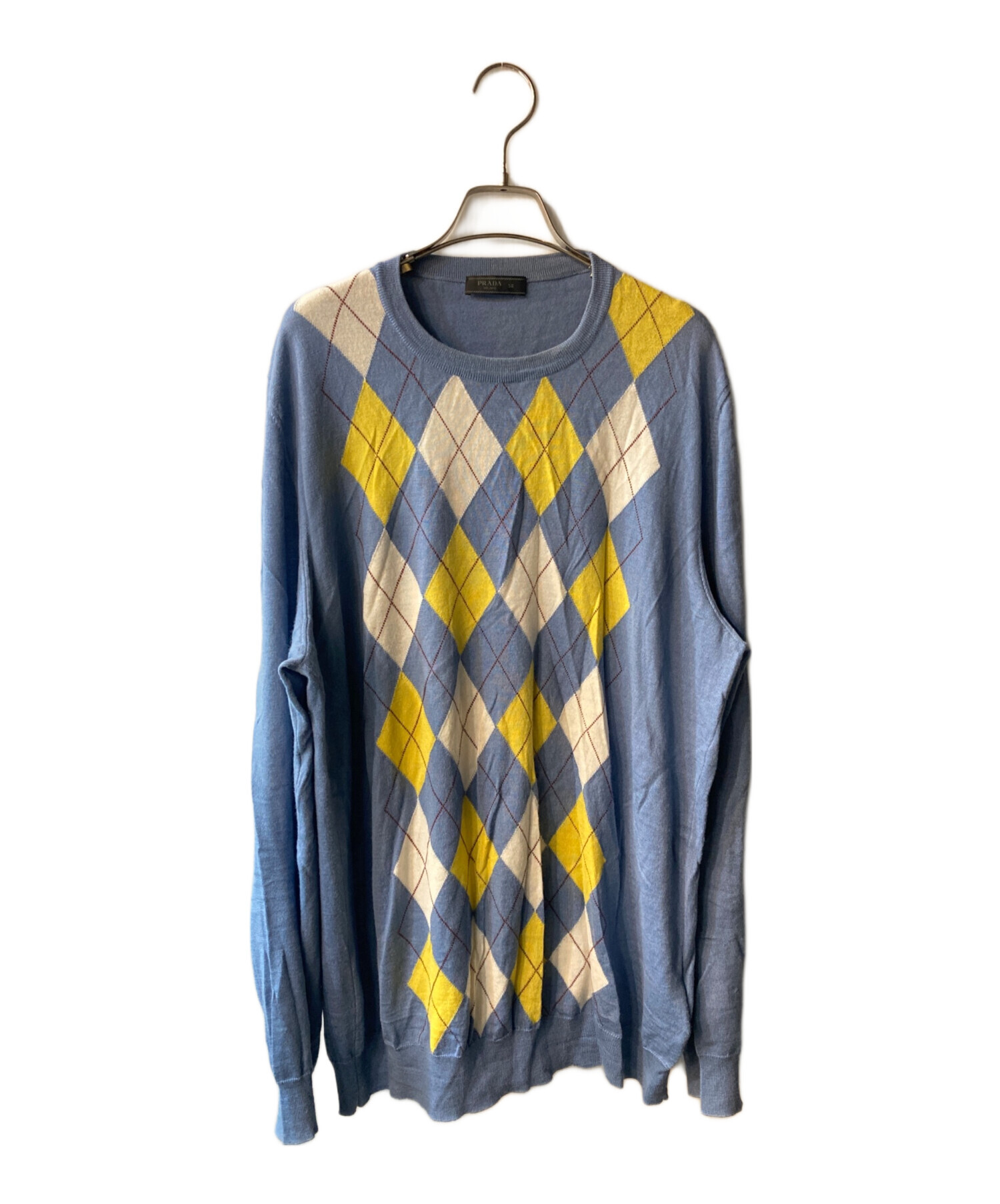 中古・古着通販】PRADA (プラダ) アーガイルニット ブルー サイズ:58