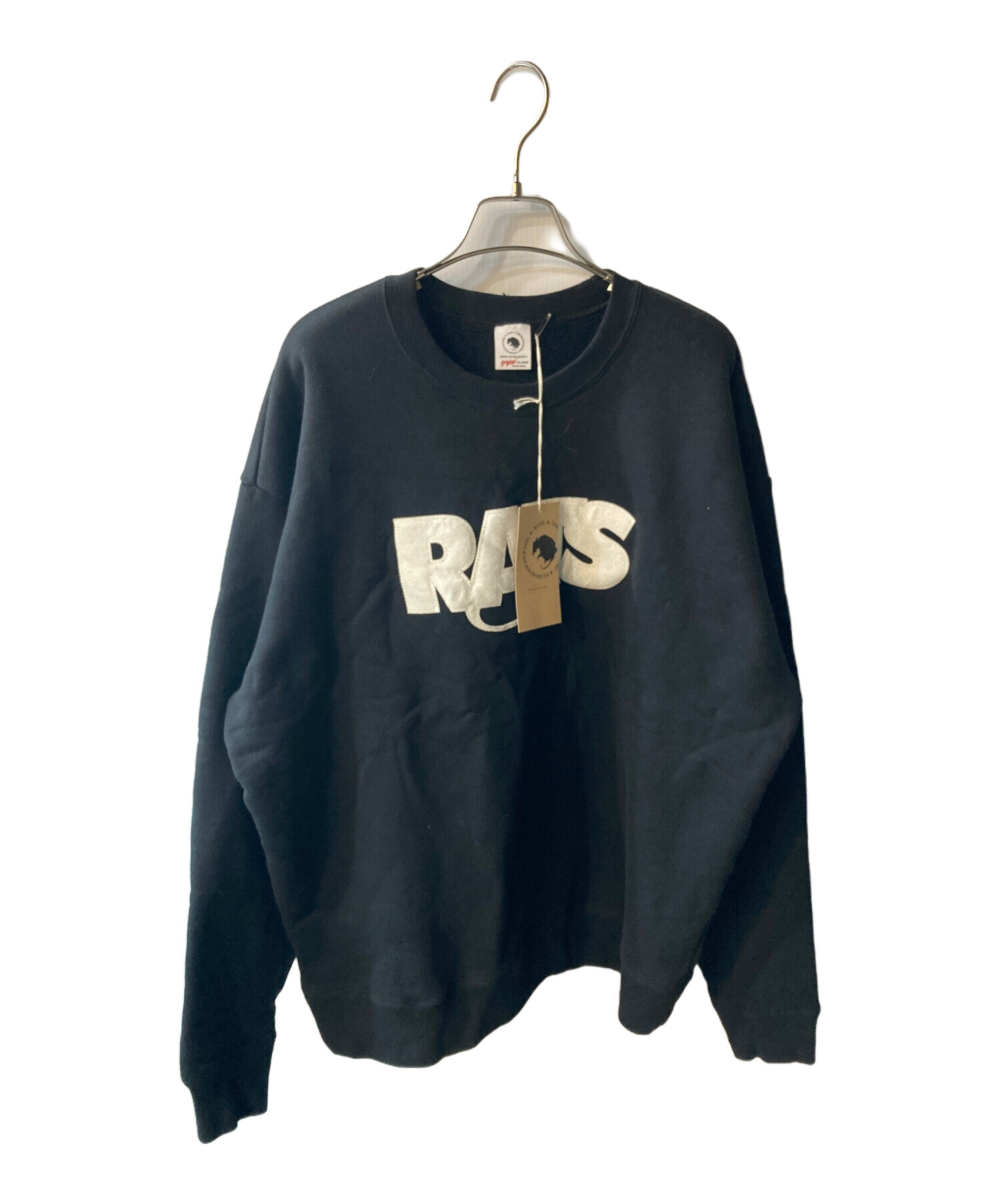 中古・古着通販】RATS (ラッツ) BOX LOGO CREW NECK SWEAT ブラック