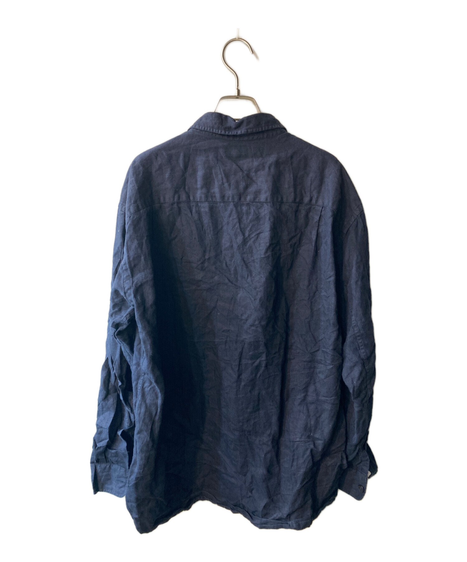 未使用 マーガレットハウエル　ストライプ リネンシャツ　ネイビー　自宅洗いOK 未使用 マーガレットハウエル ストライプ リネンシャツ ネイビー 自宅