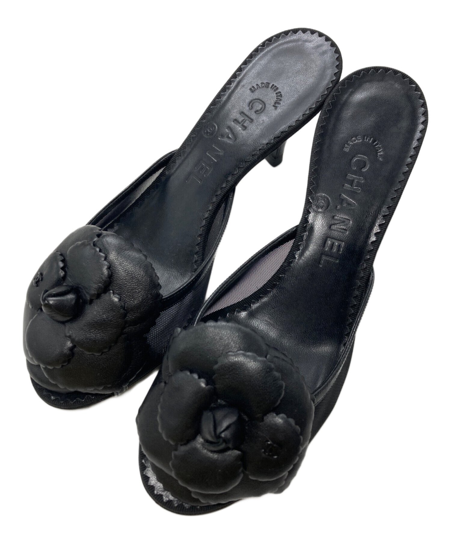 シャネル　ミュール　サンダル　カメリア 中古・古着通販】CHANEL (シャネル) カメリアミュール ブラック サイズ