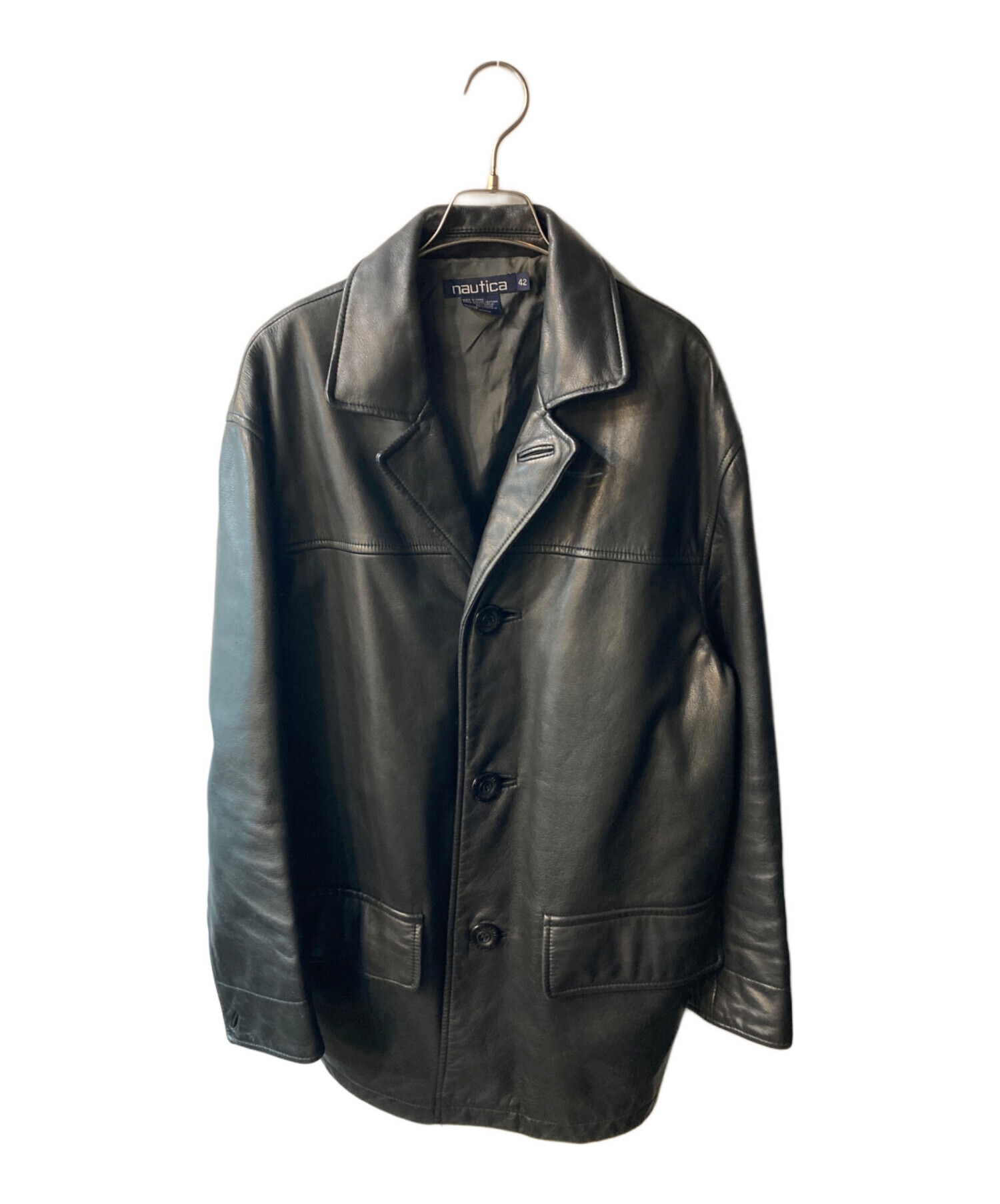 中古・古着通販】NAUTICA (ノーティカ) レザーコート ブラック サイズ