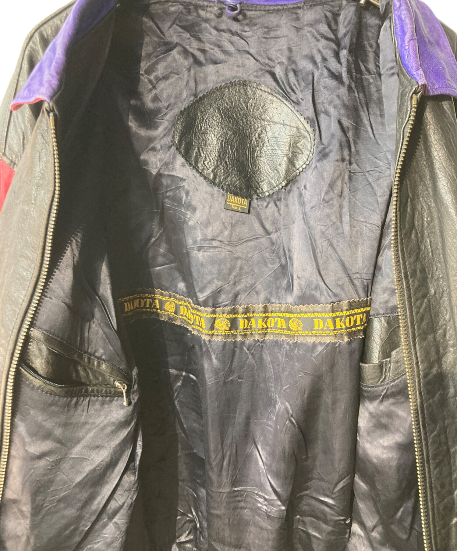 中古・古着通販】DAKOTA (ダコタ) 古着レザージャケット レッド×ブルー