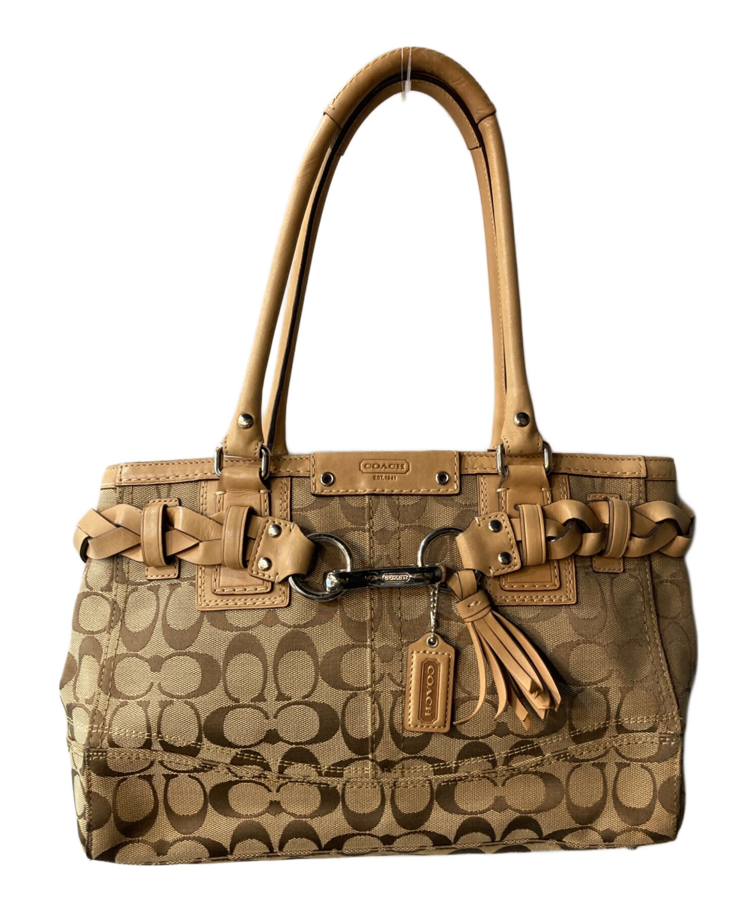 COACH コーチ シグネチャー ハンドバッグ M1382-F23297 中古 中古・古着通販】COACH (コーチ) シグネチャーハンドバッグ ブラウン