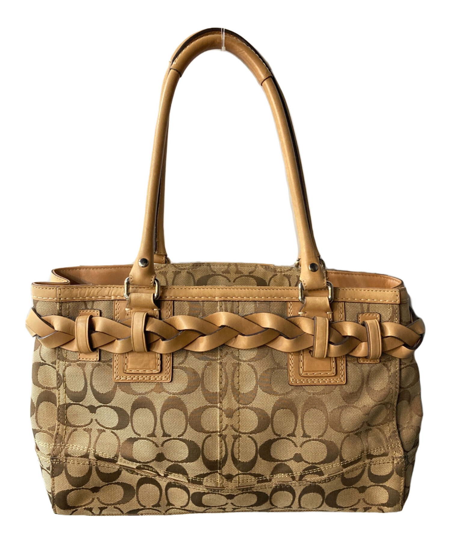 中古・古着通販】COACH (コーチ) シグネチャーハンドバッグ ブラウン 