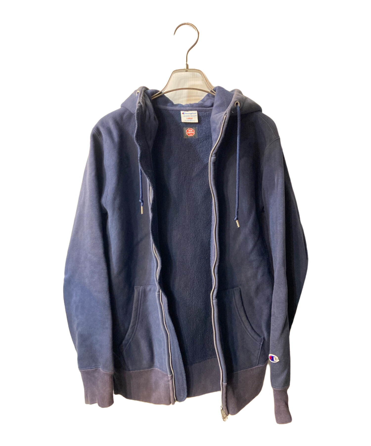 CHAMPION チャンピオン 90S REVERSEWEAVE ZIP UP HOODIE リバースウィーブ ジップパーカー刺繍タグ ネイビー 中古・古着通販】Champion REVERSE WEAVE (チャンピオン リバース