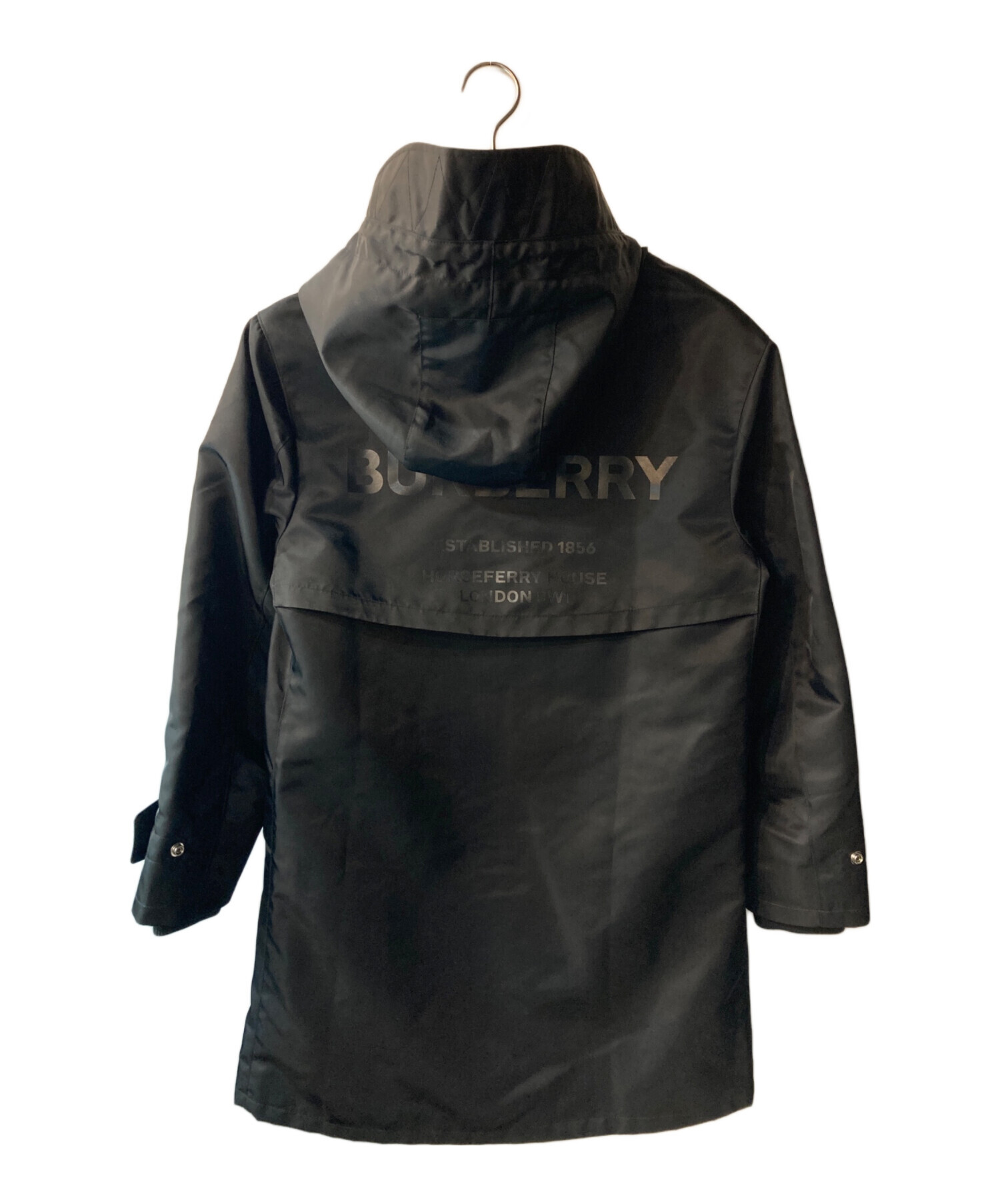 Burberry ブラック コート 36 中古・古着通販】BURBERRY (バーバリー) ナイロンフーデットトコート