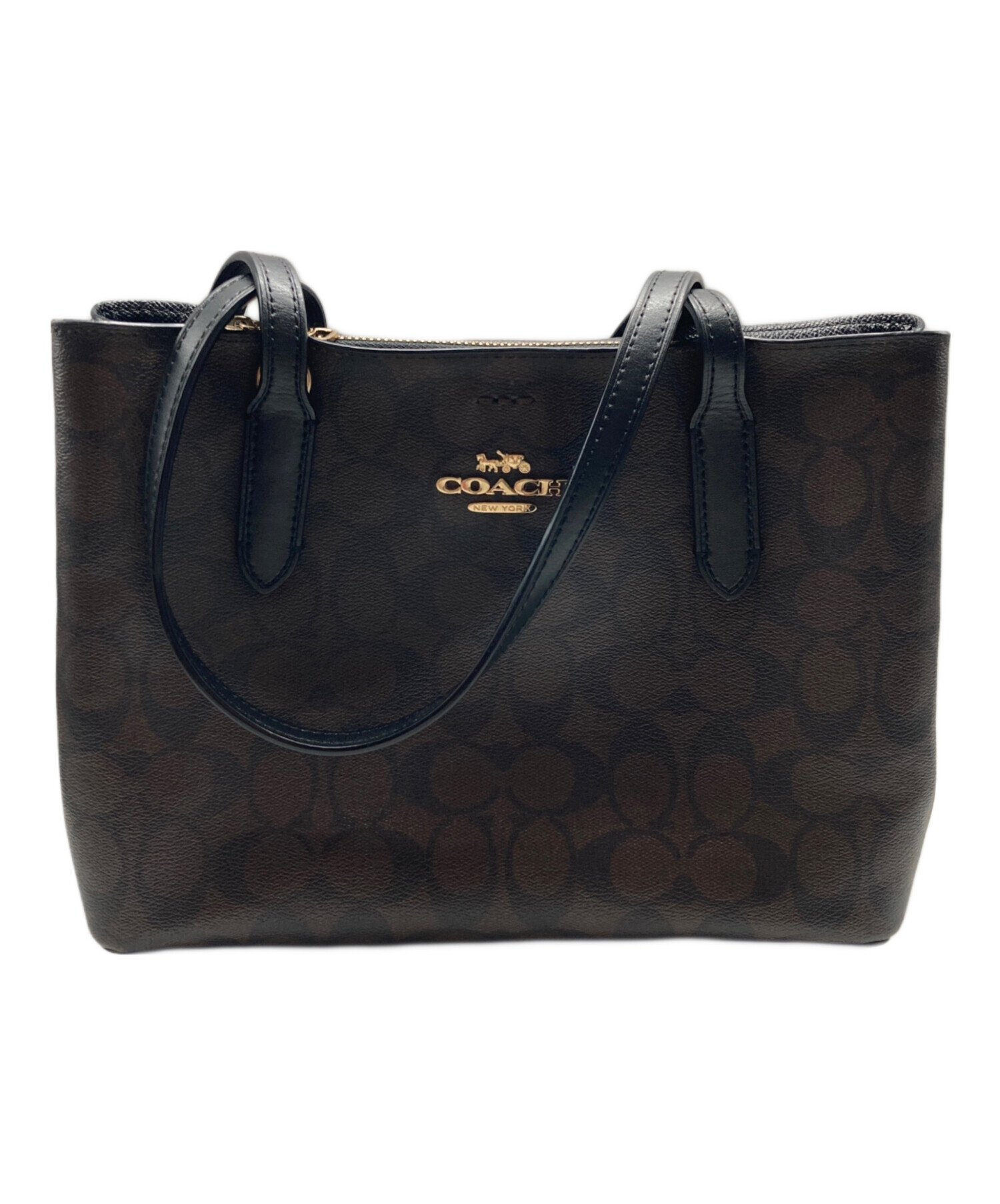 中古・古着通販】COACH (コーチ) ハンドバッグ ブラック×ブラウン 