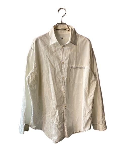 Y's ワイズ ブラウス S ベージュ 【古着】【中古】【送料無料】 中古・古着通販】Y's (ワイズ) カラーステッチシャツ ホワイト サイズ