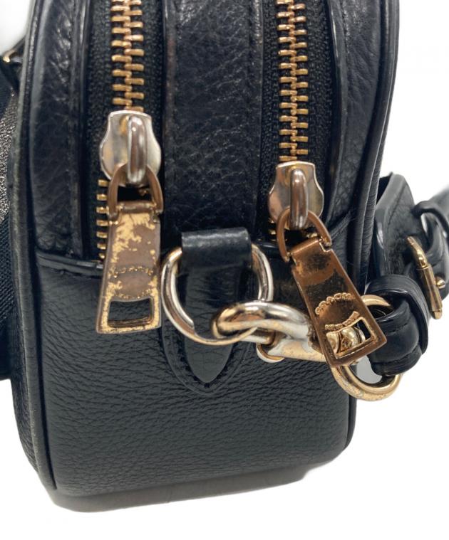 【未使用】COACH コーチ カバン　ブラック　レザー COACH】コーチ スムースカーフレザー シグネチャー 型押し ミニ