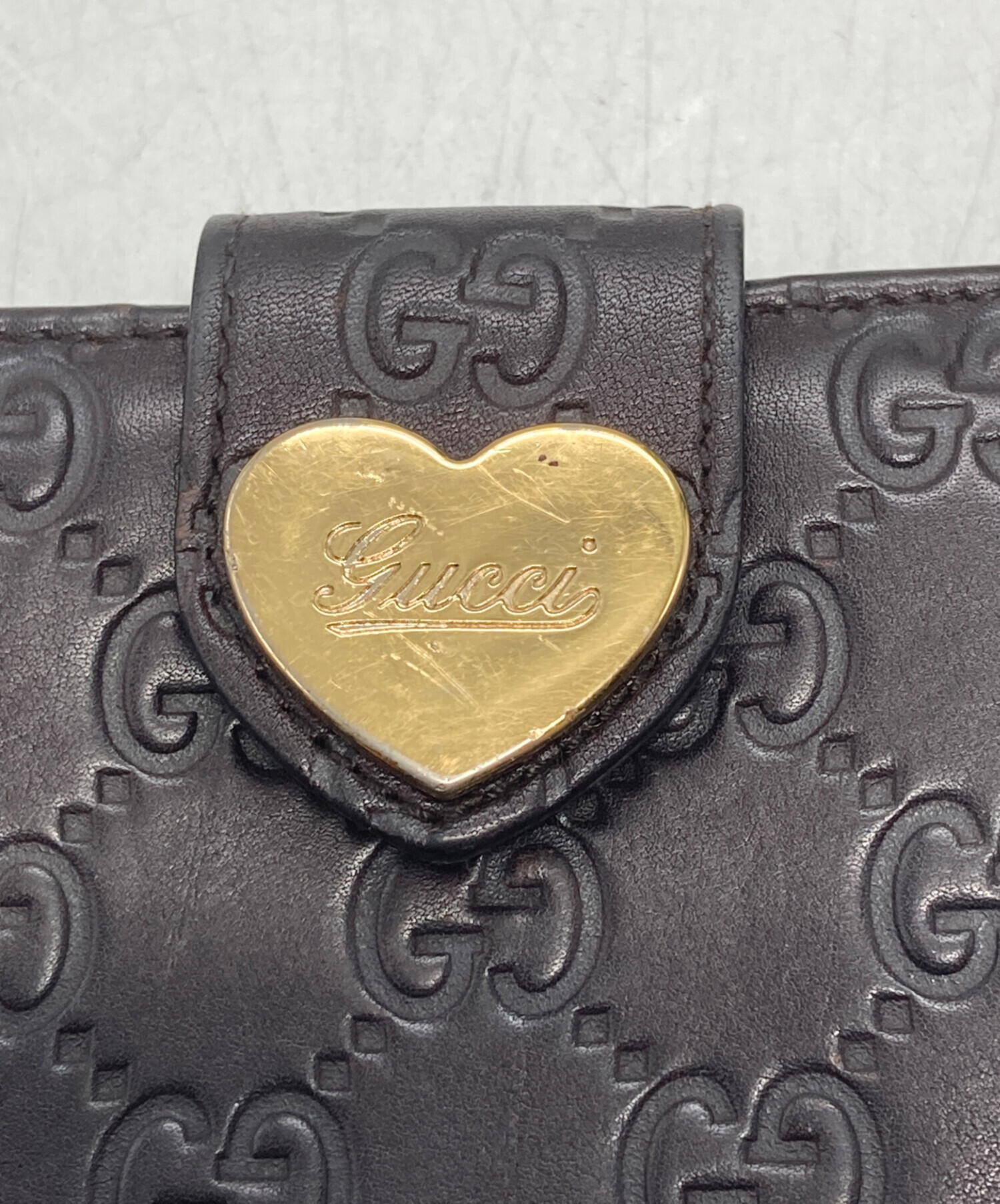 中古・古着通販】GUCCI (グッチ) ハートプレートロングウォレット 